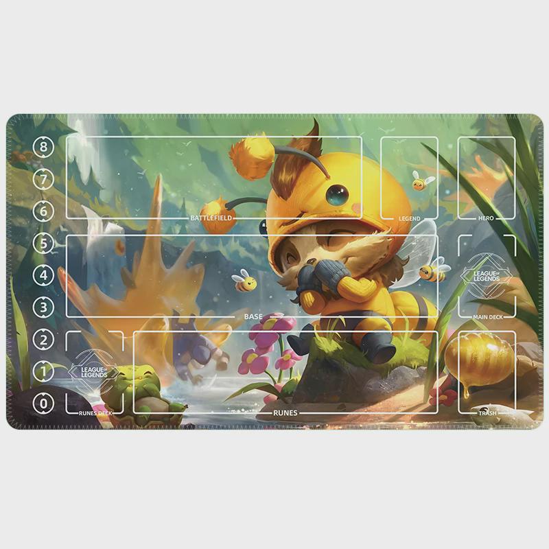 League of Legends Teemo Playmat – Stitched Edges, Beemo Inspired TCG Surface (24" x 14")