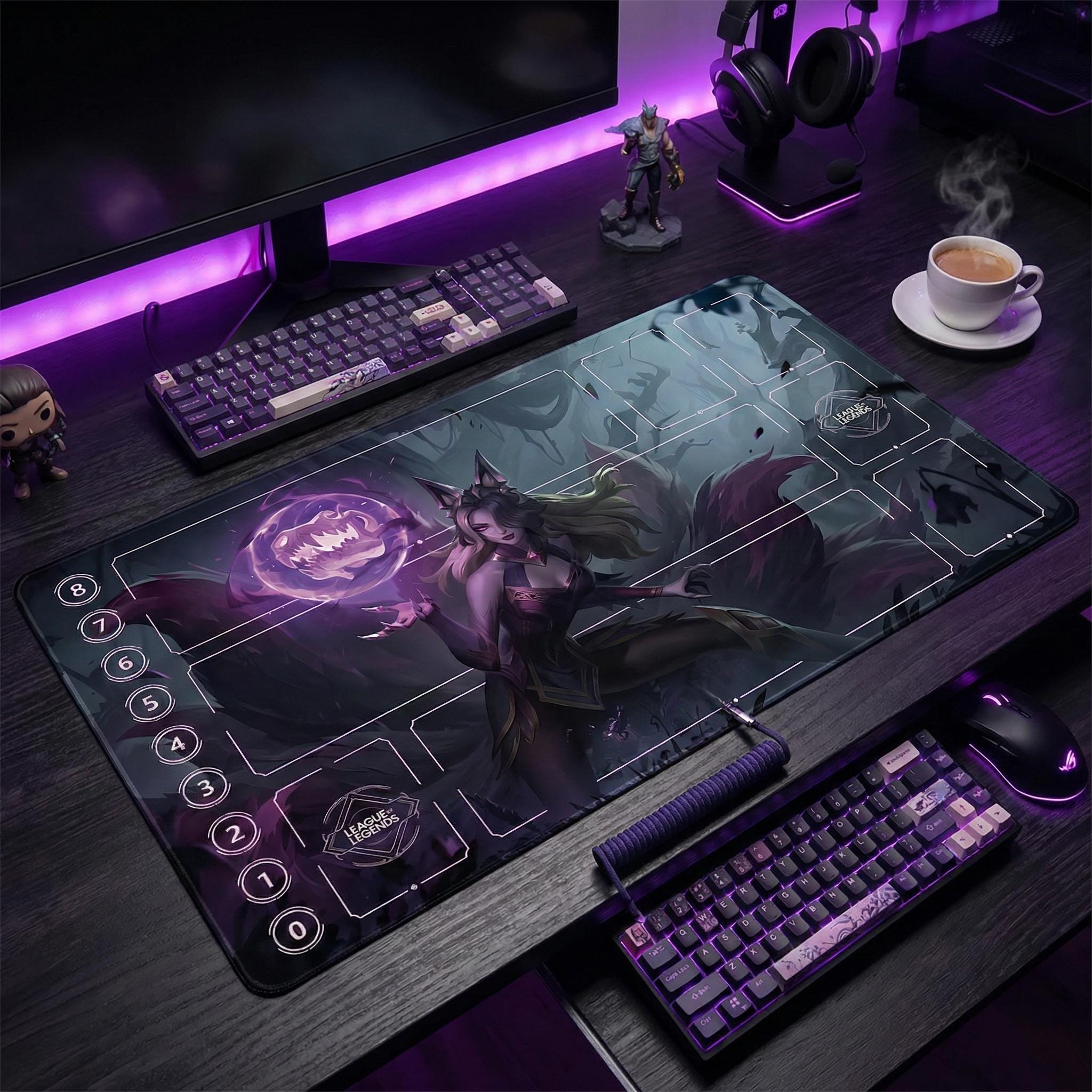Ahri Arcana Riftbound LOL Playmat - League of Legends Inspired Trading Card Game - 24" x 14" inches (600 x 350 x 2 mm) Stitched Edges