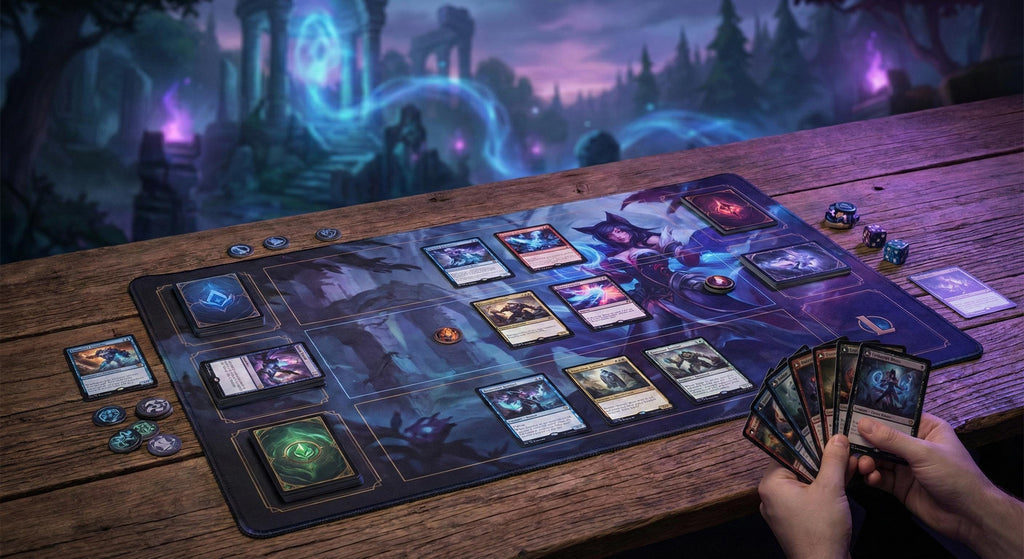Ahri Arcana Riftbound LOL Playmat - League of Legends Inspired Trading Card Game - 24" x 14" inches (600 x 350 x 2 mm) Stitched Edges