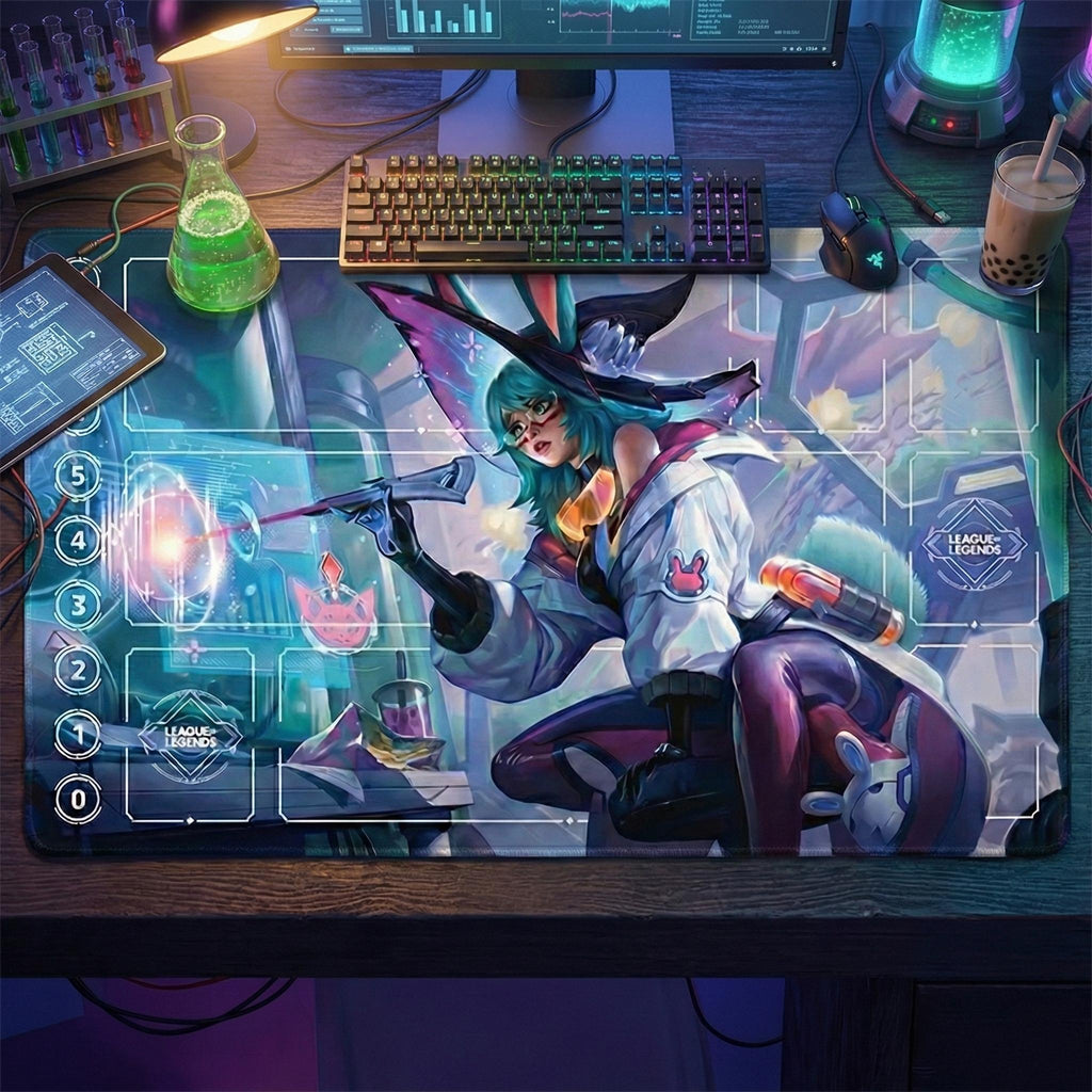 Aurora Arcana Riftbound LOL Playmat - League of Legends Inspired Trading Card Game - 24" x 14" inches (600 x 350 mm) Stitched Edges