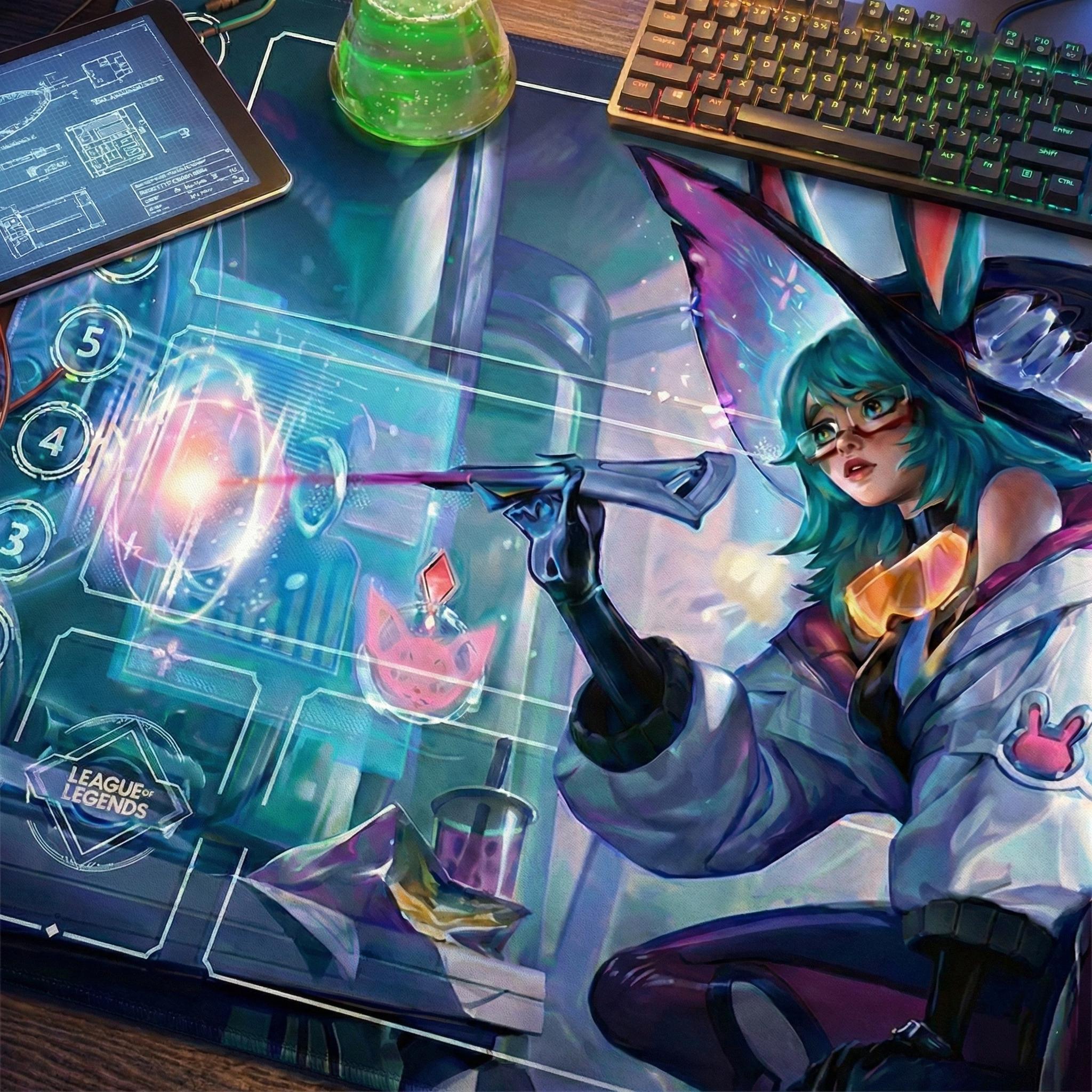 Aurora Arcana Riftbound LOL Playmat - League of Legends Inspired Trading Card Game - 24" x 14" inches (600 x 350 mm) Stitched Edges