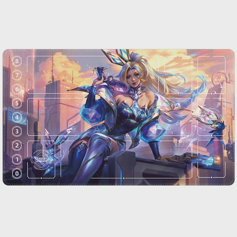 Seraphine Superstar Arcana Riftbound LOL Playmat - League of Legends Inspired Trading Card Game - 24" x 14" inches Stitched Edges