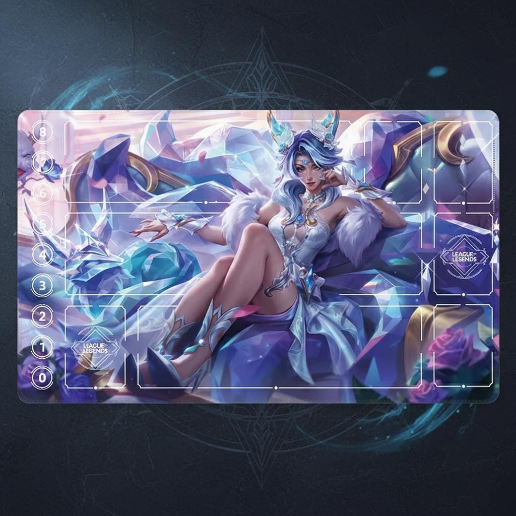 Crystal Rose Jana Riftbound Playmat – League of Legends Inspired TCG Surface (24" x 14")