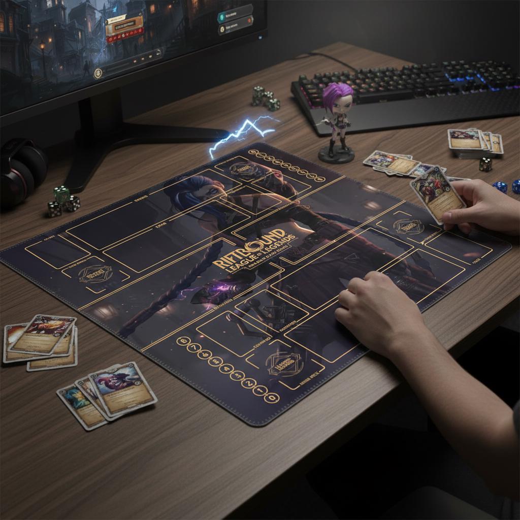 Jinx Arcane Duo Zones Riftbound Playmat LOL - League of Legends Trading Card Game - 24" x 24" inches (60x60 cm) Two Player Battlefield
