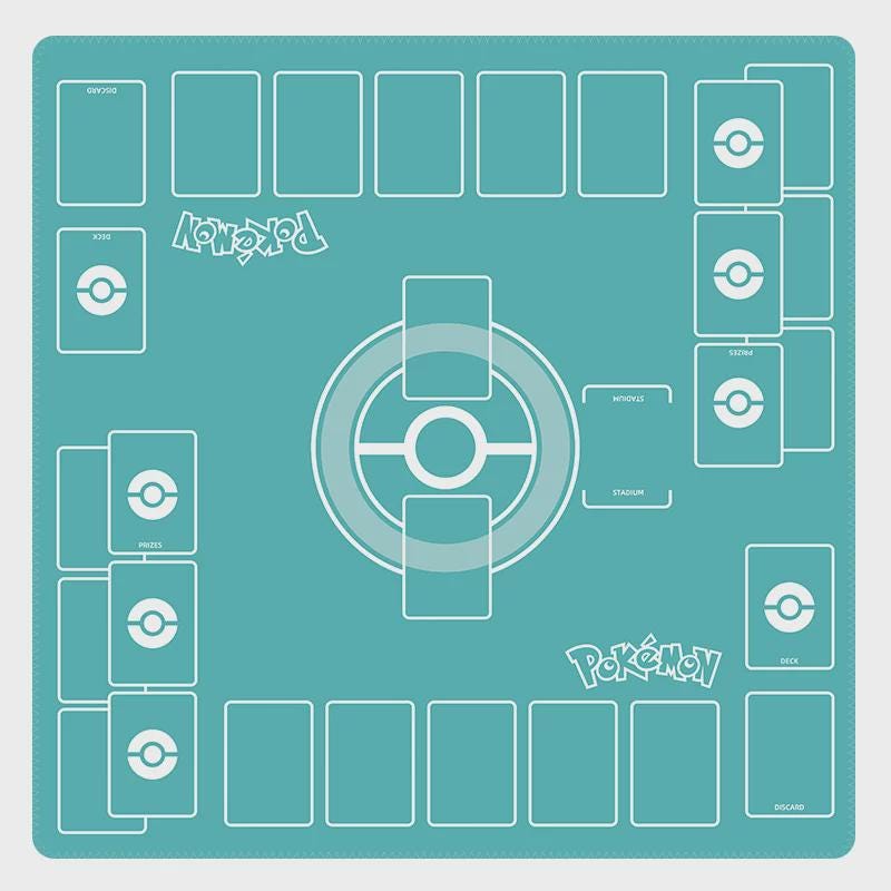 Duo Pokemon Playmat | 2 Player TCG Battle Mat | Multi-Color Pokemon Duo Mat | Two-Player Layout | 24 x 24 inches
