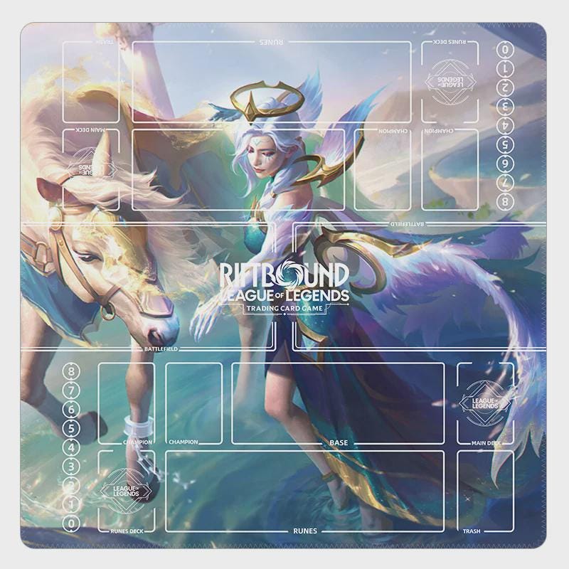 Soraka Riftbound Playmat Two Players - League of Legends Trading Card Game - Duo Zones Battlefield 24" x 24" inches (60x60 cm)