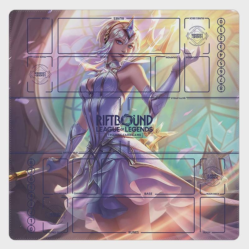 Lux Riftbound Playmat Two Players - League of Legends Trading Card Game - Duo Zones Battlefield 24" x 24" inches (60x60 cm)