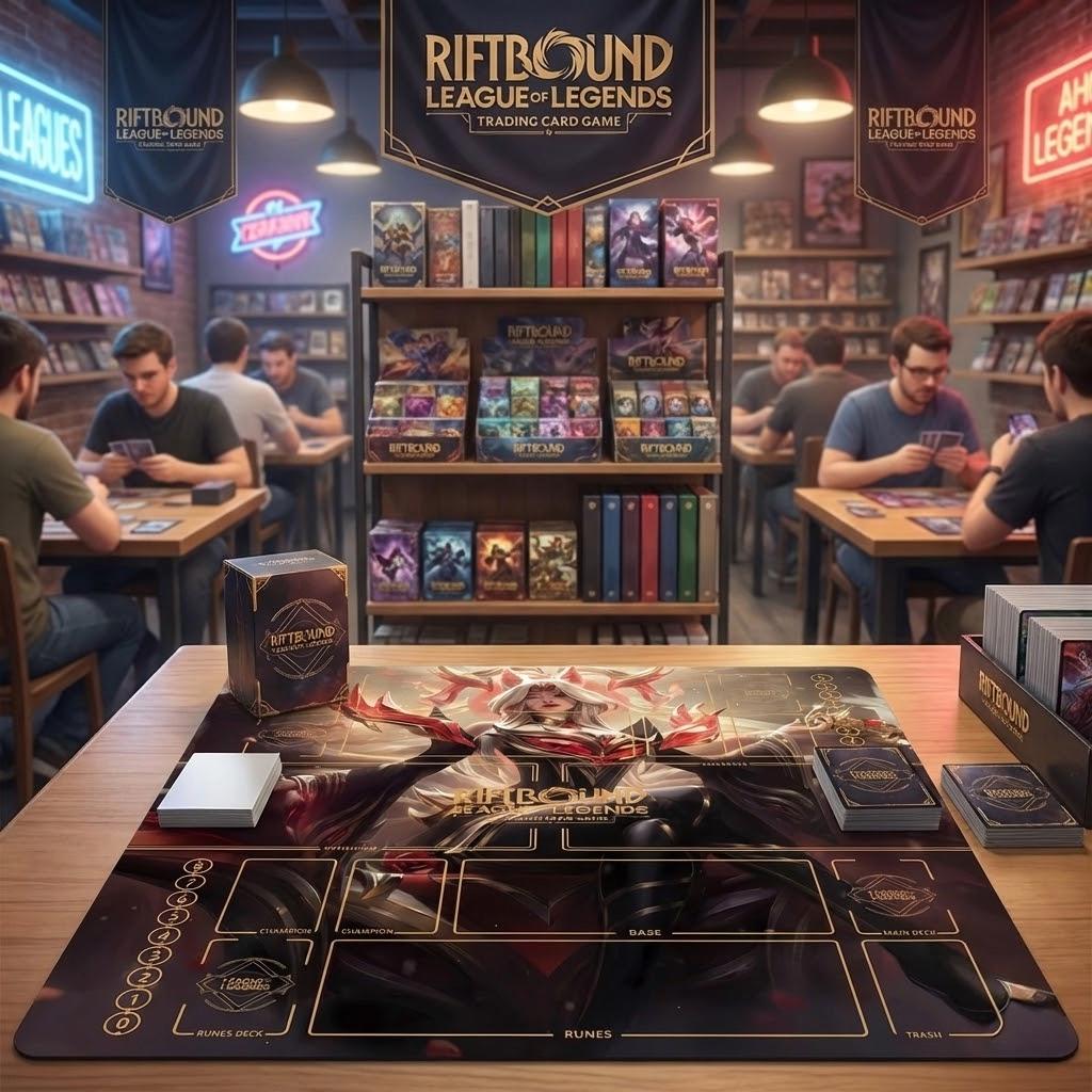 Ahri Riftbound Playmat Two Players - League of Legends Trading Card Game - Duo Zones Battlefield 24" x 24" inches (60x60 cm)