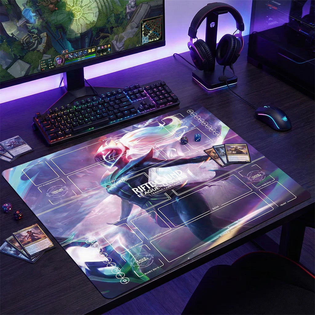 Diana Riftbound Playmat Two Players - League of Legends Trading Card Game - Duo Zones Battlefield 24" x 24" inches (60x60 cm)