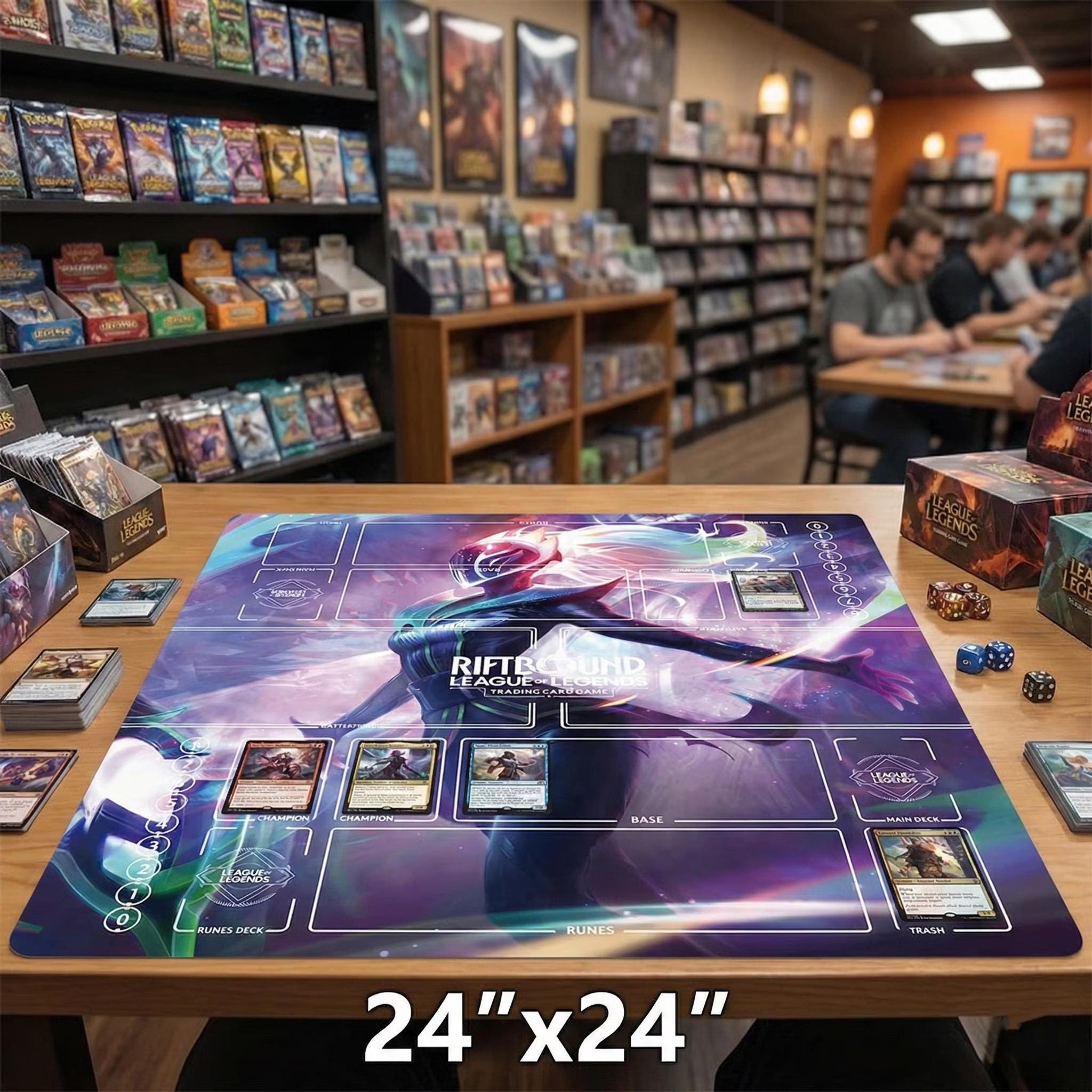 Diana Riftbound Playmat Two Players - League of Legends Trading Card Game - Duo Zones Battlefield 24" x 24" inches (60x60 cm)