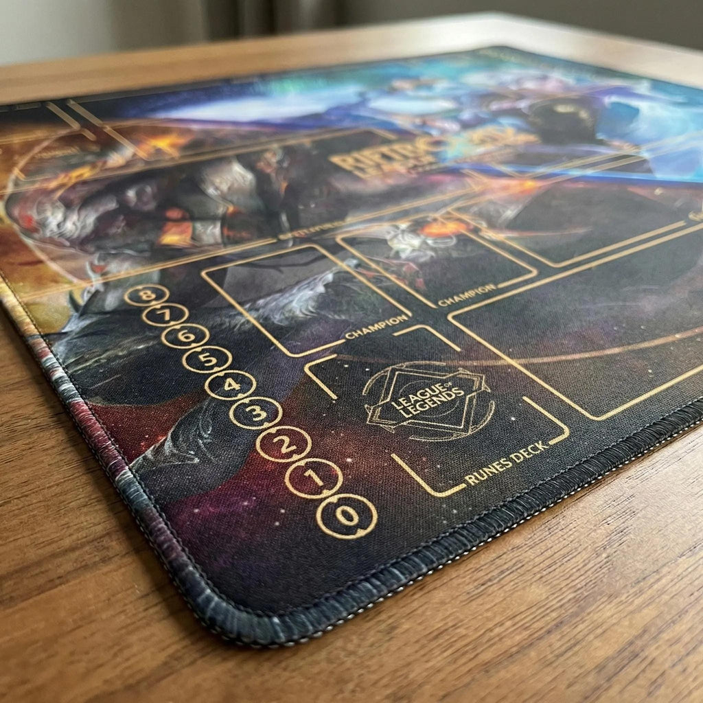 Aatrox & Riven Riftbound Playmat Two Players - League of Legends Trading Card Game - Duo Zones Battlefield 24" x 24" inches (60x60 cm)