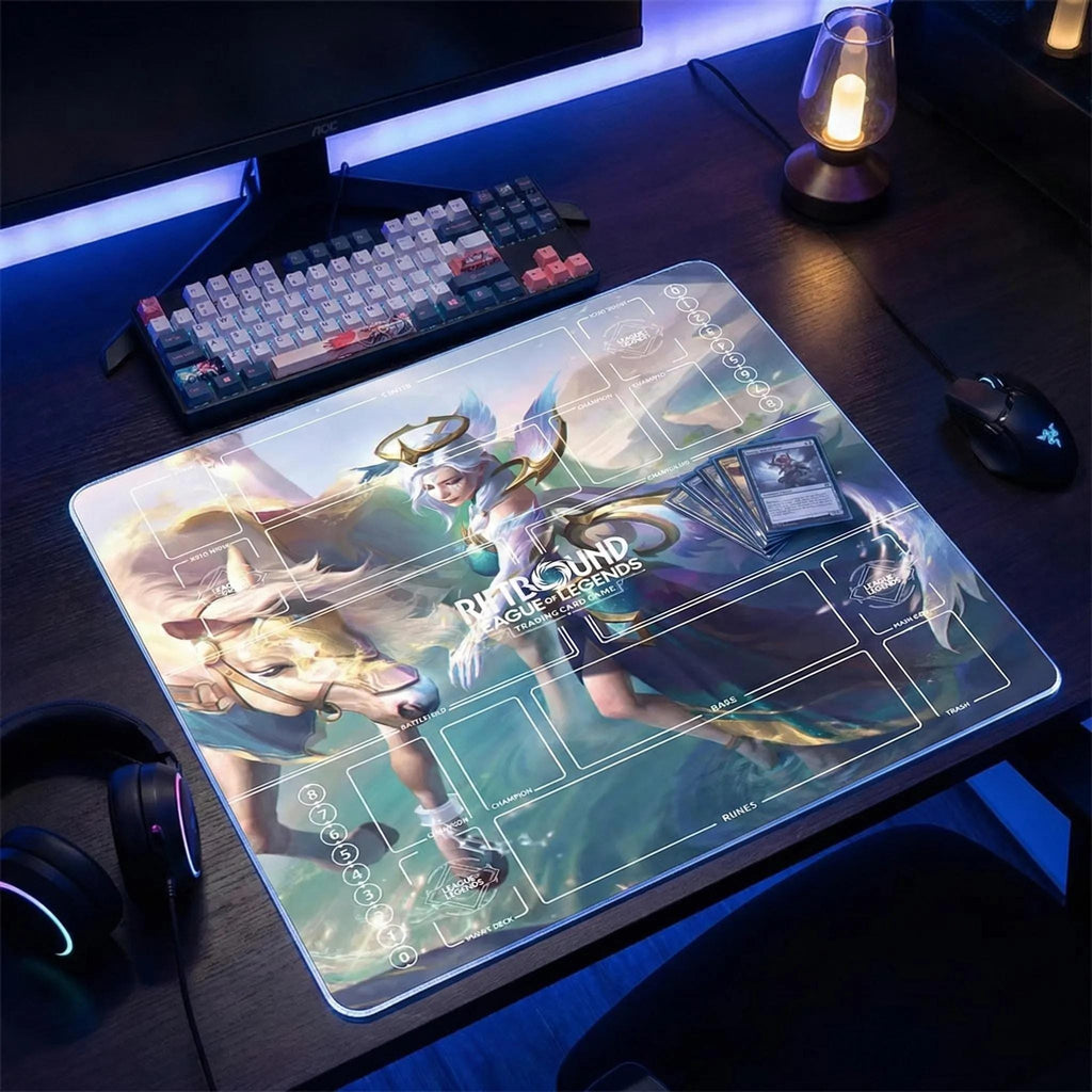 Soraka Riftbound Playmat Two Players - League of Legends Trading Card Game - Duo Zones Battlefield 24" x 24" inches (60x60 cm)