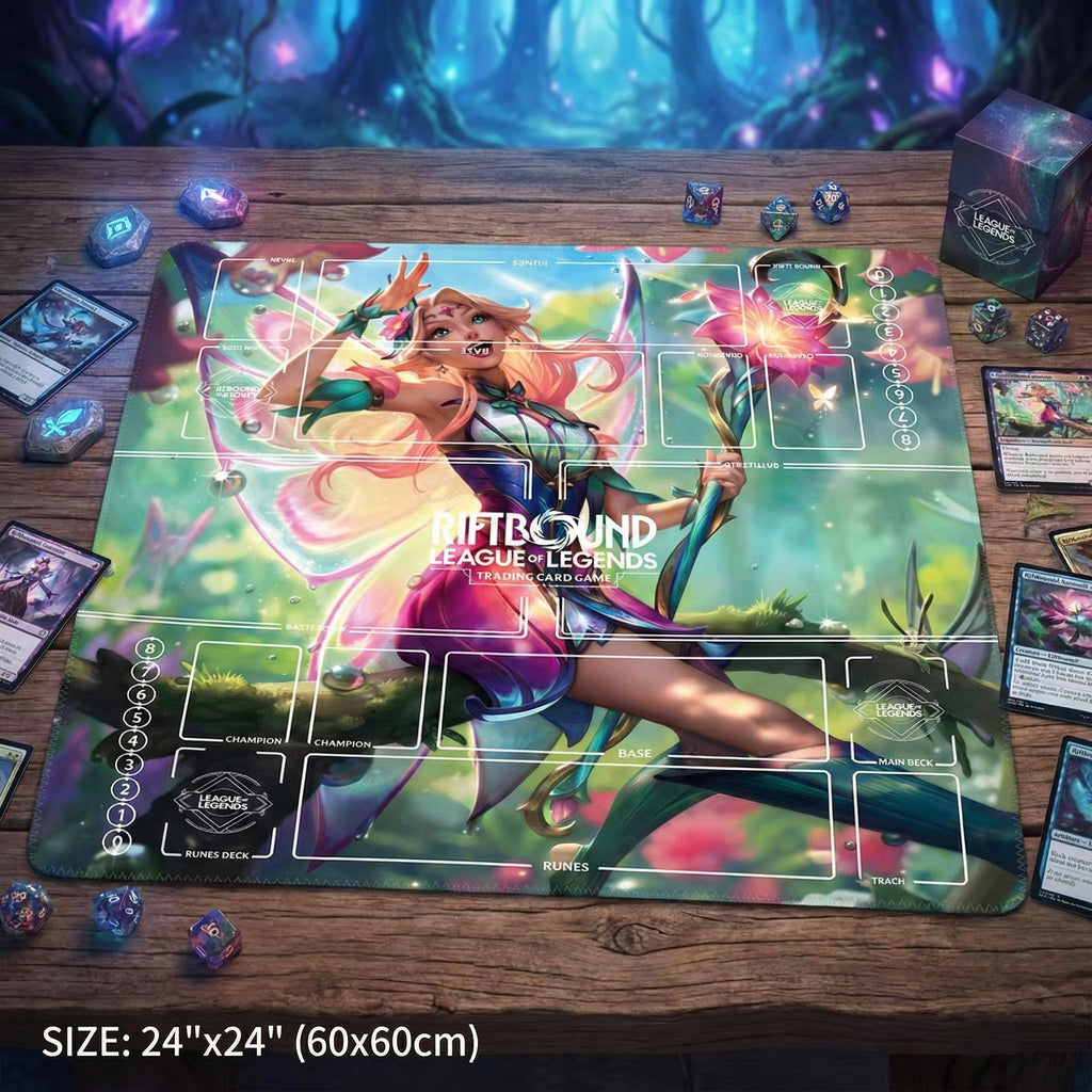 Seraphine Riftbound Playmat Two Players - League of Legends Trading Card Game - Duo Zones Battlefield 24" x 24" inches (60x60 cm)