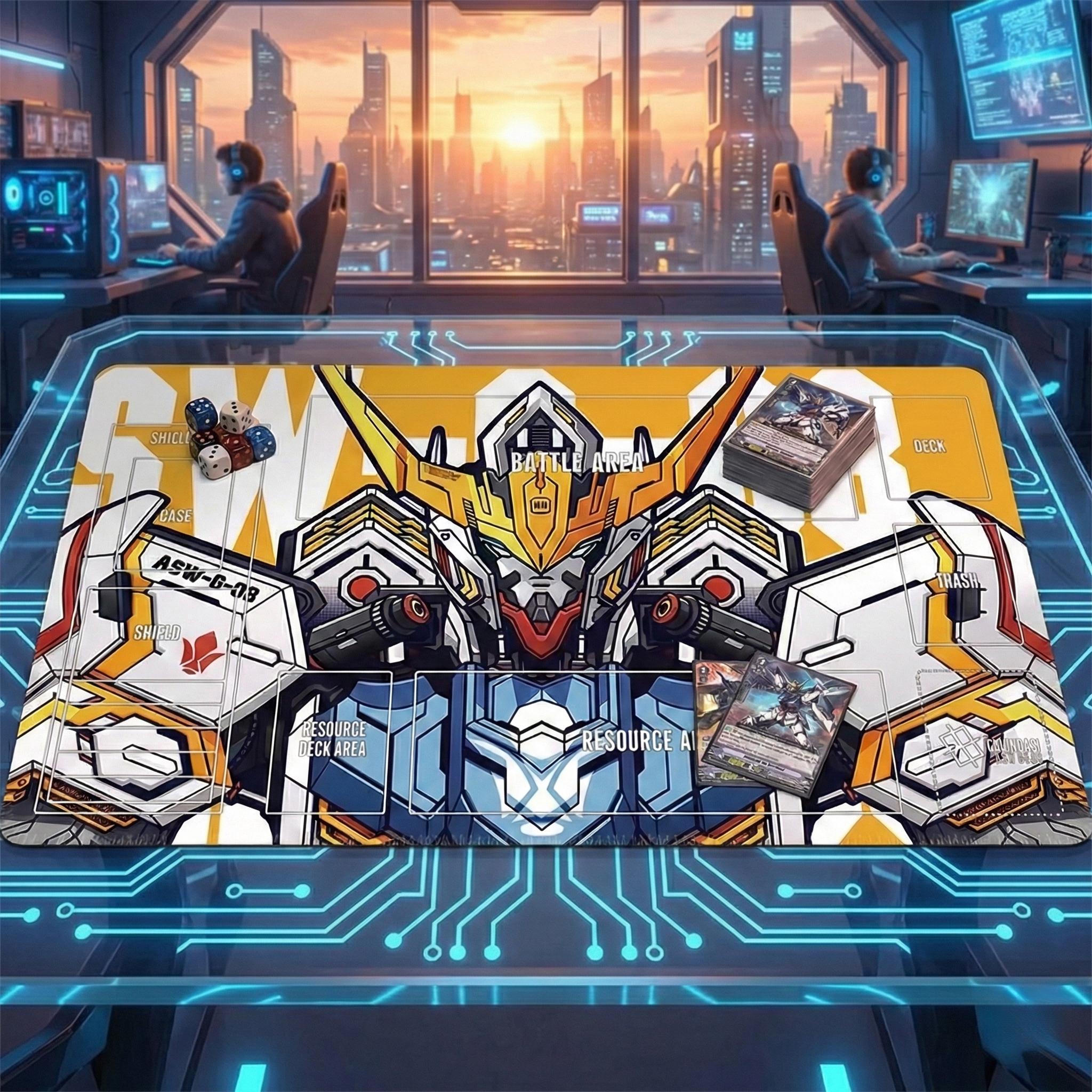 ASW-G-08 Gundam TCG Playmat 24x14", Mobile Suit Desk Mat, Non-Slip Rubber, Pro Card Game Pad 600x350x2mm, Fan Art Gamer Gift