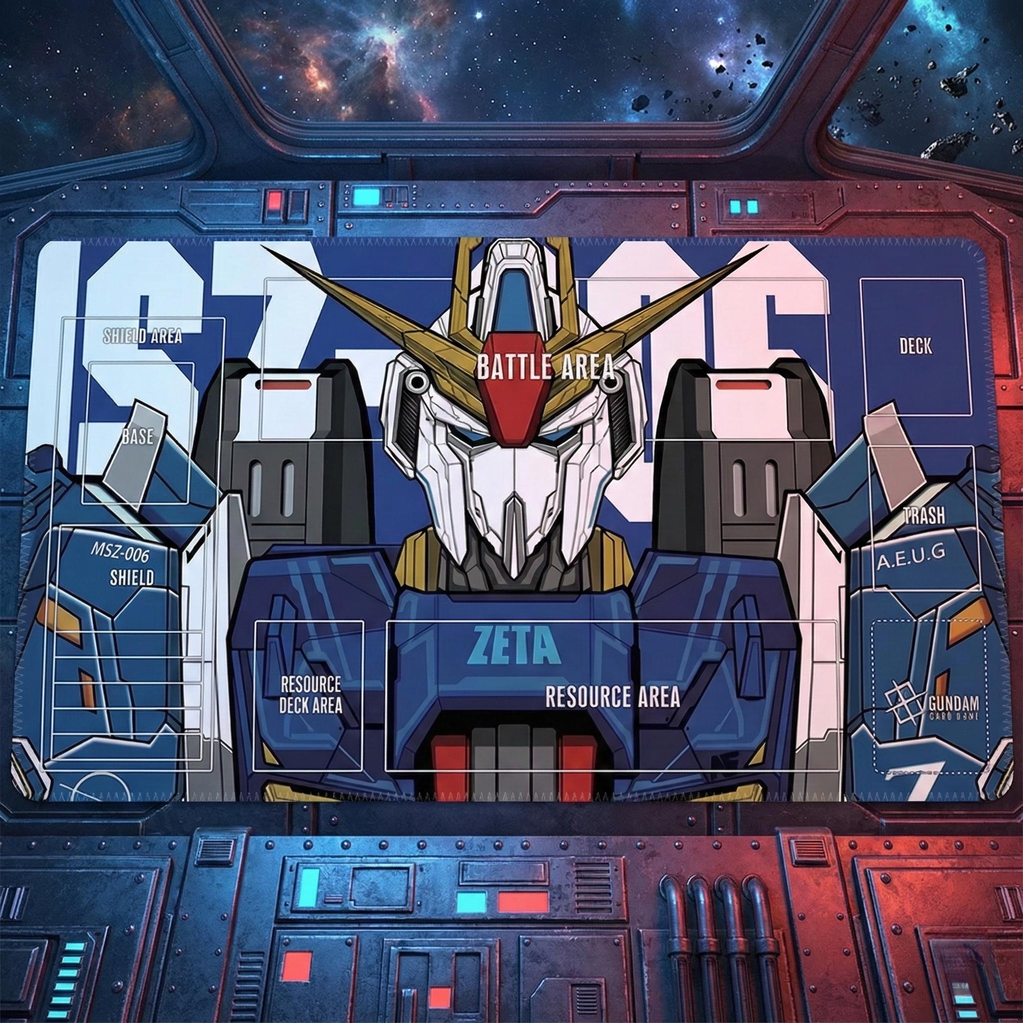 MSZ-006 Zeta Gundam TCG Playmat, 24x14" Mobile Suit Desk Mat, Pro Card Gaming Pad