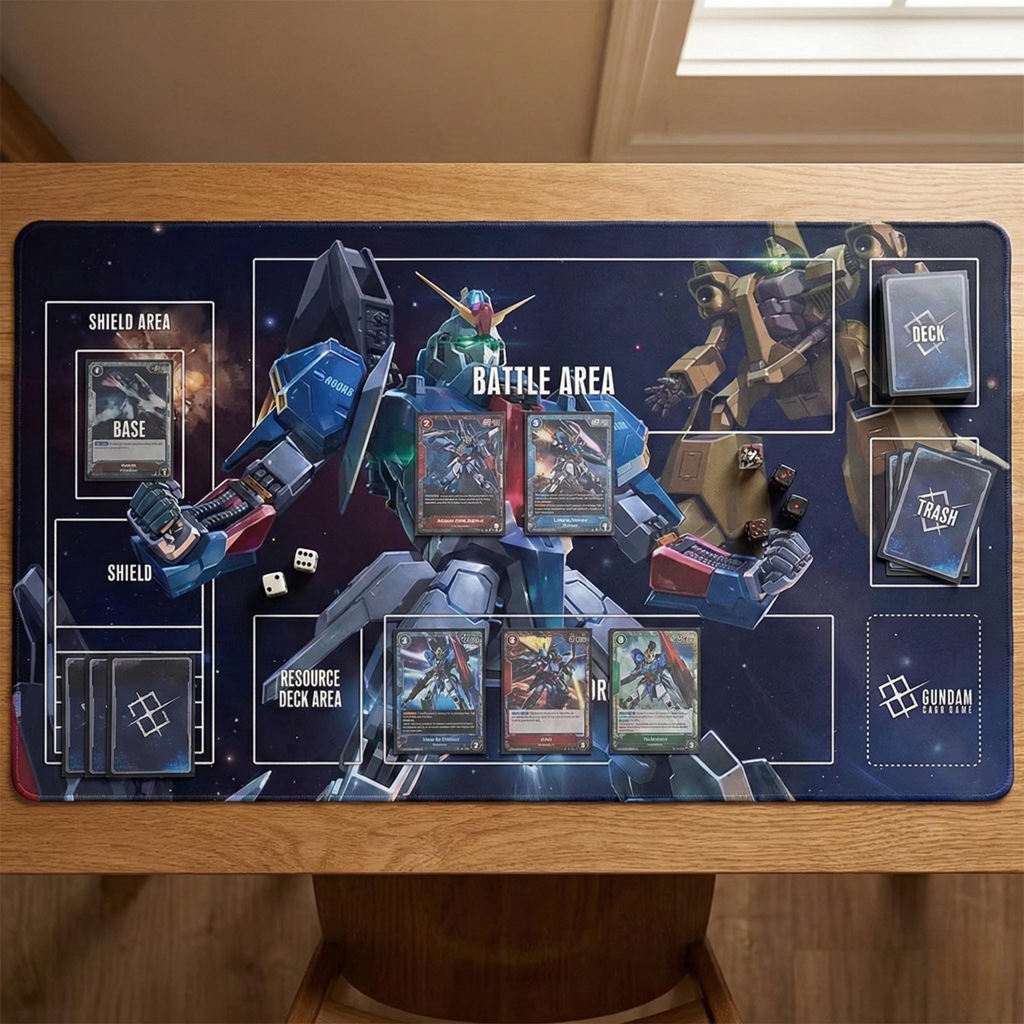 MSZ-006 Zeta Gundam TCG Playmat, 24x14" Mobile Suit Desk Mat, Pro Card Gaming Pad, Fan Art Gamer Gift
