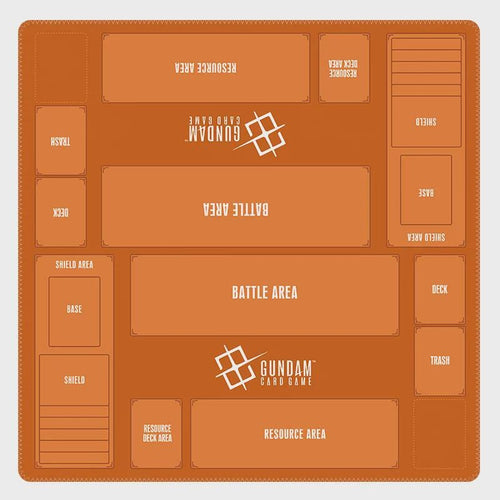 2 Player Gundam Card Game Playmat | Orange TCG Battle Mat, Zones, Stitched Edges