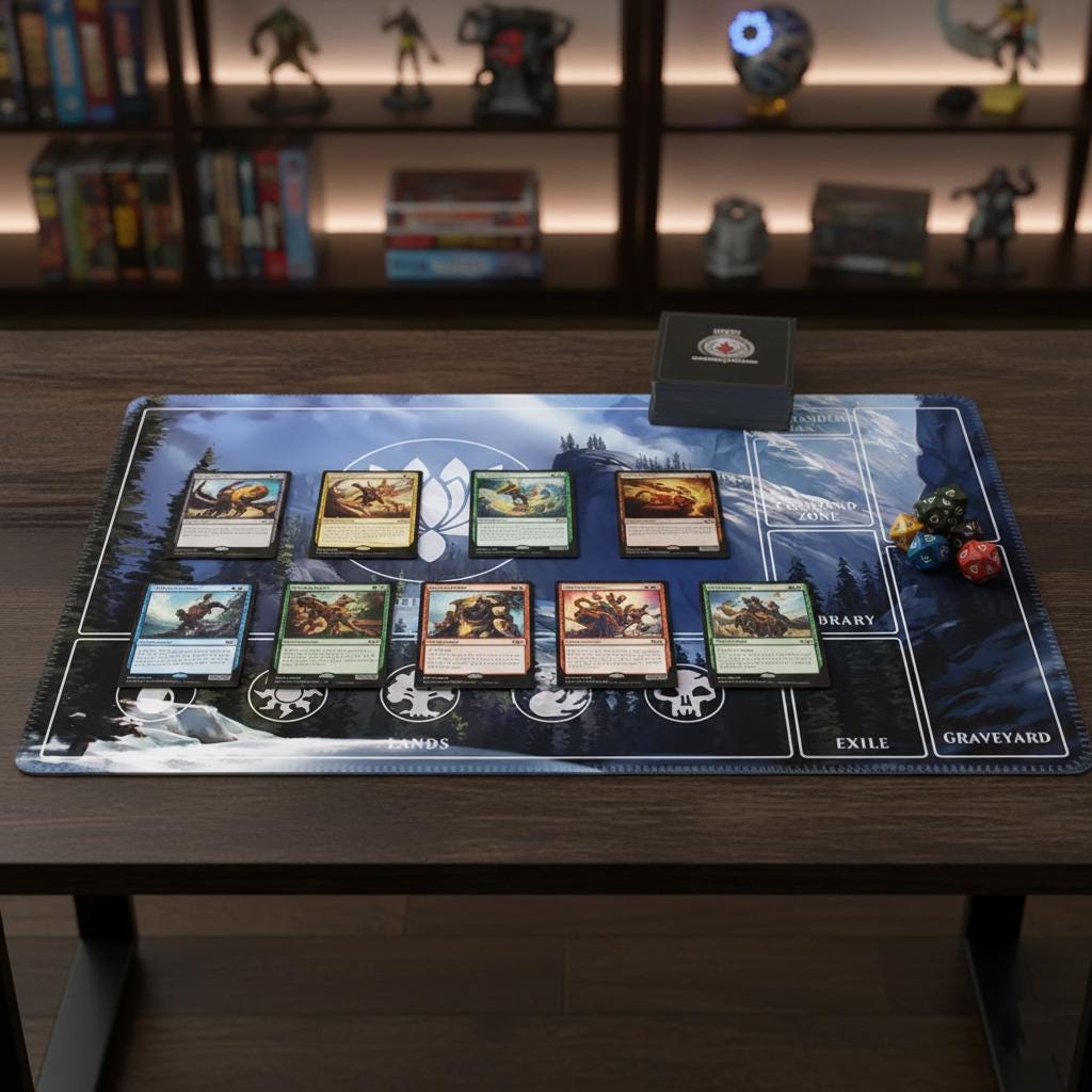 Magic The Gathering Playmat | MTG Commander EDH Playmat | Custom TCG Gaming Mat with Stitched Edges | Card Game Desk Mat | 24x14 Playmat