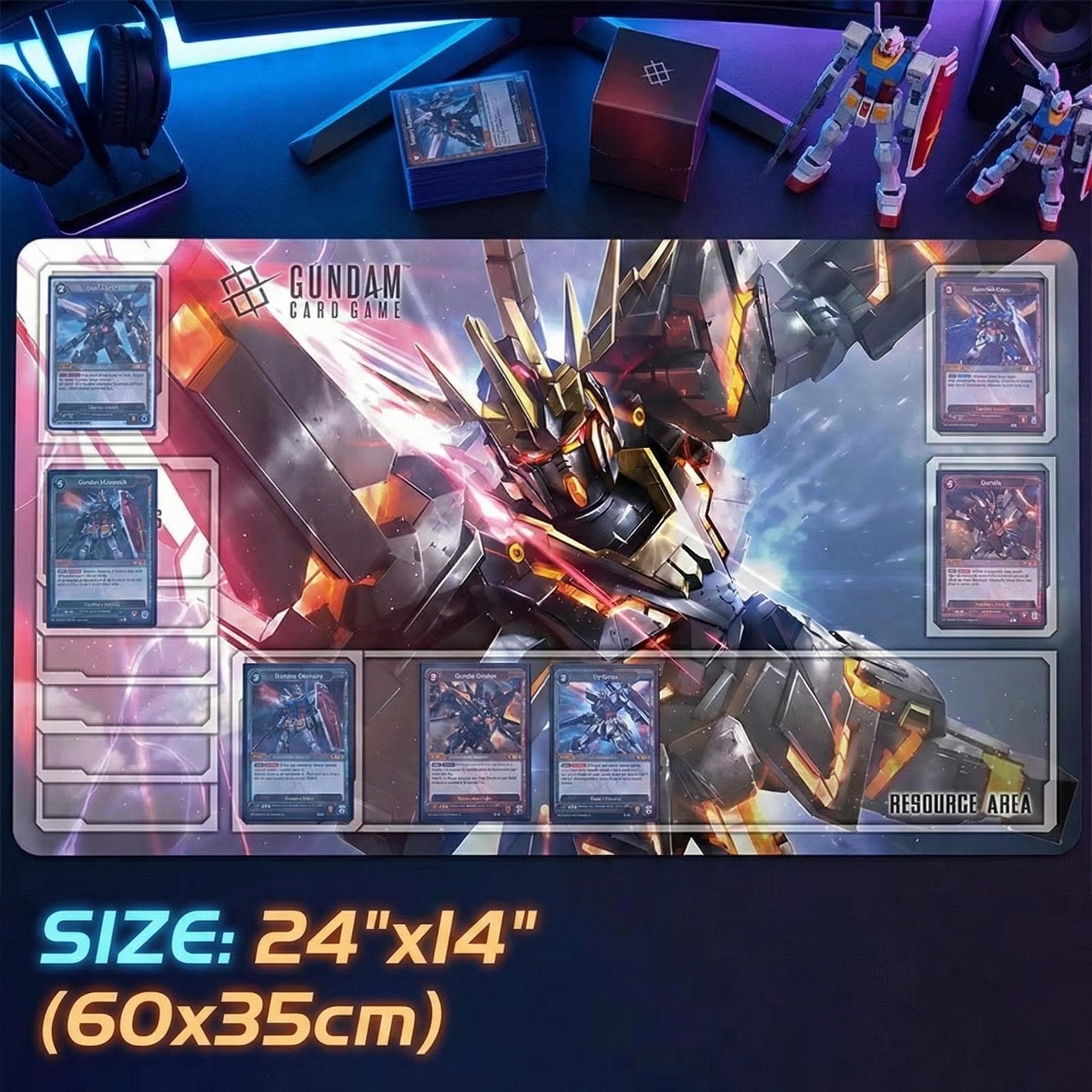 RX-0 Banshee Unicorn Gundam Card Game Playmat with Zones - 24x14 TCG Desk Mat - GCG Gaming Surface - Anime Gift for Collectors - 60x35cm