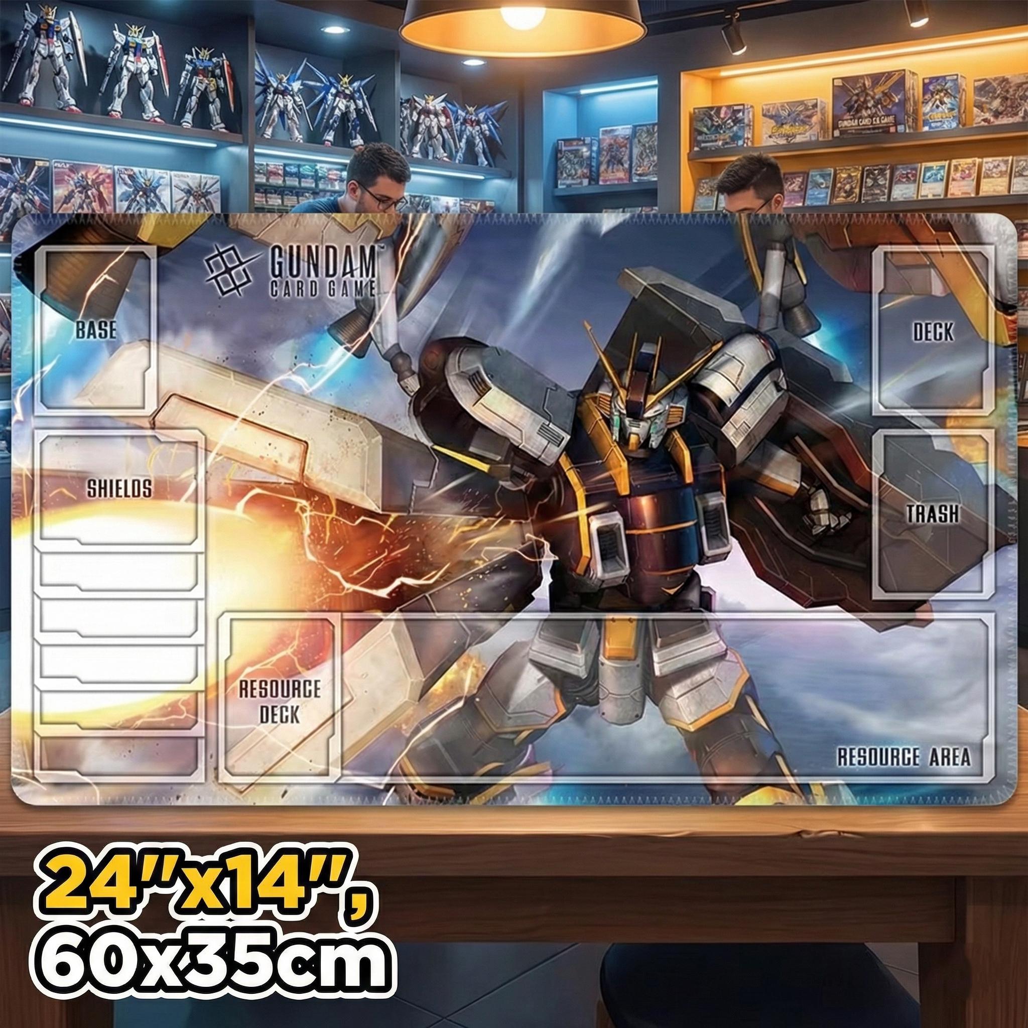 Gundam Card Game Playmat with Zones,RX-178 Mk-II Mecha Anime Desk Mat, 24x14 TCG Gaming Mat, Sci-Fi Gift for Gamers, Stitched Edge Battlemat