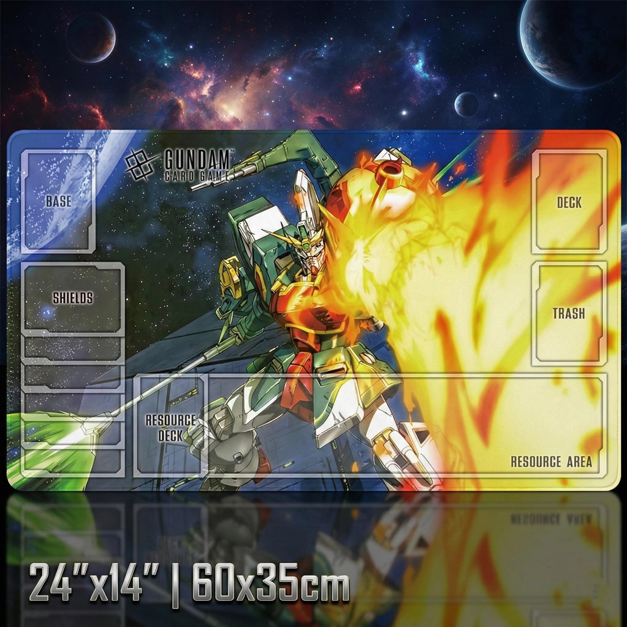 Altron Gundam Card Game Playmat with Zones | Gundam Wing TCG Desk Mat | 24x14 Anime Gaming Mousepad | Mobile Suit Gift for TCG Players