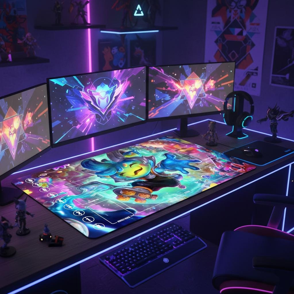 Teemo League of Legends Riftbound Playmat | LOL Trading Card Game Mat | 24 x 14" inches Stitched Edges | Space Groove Teemo