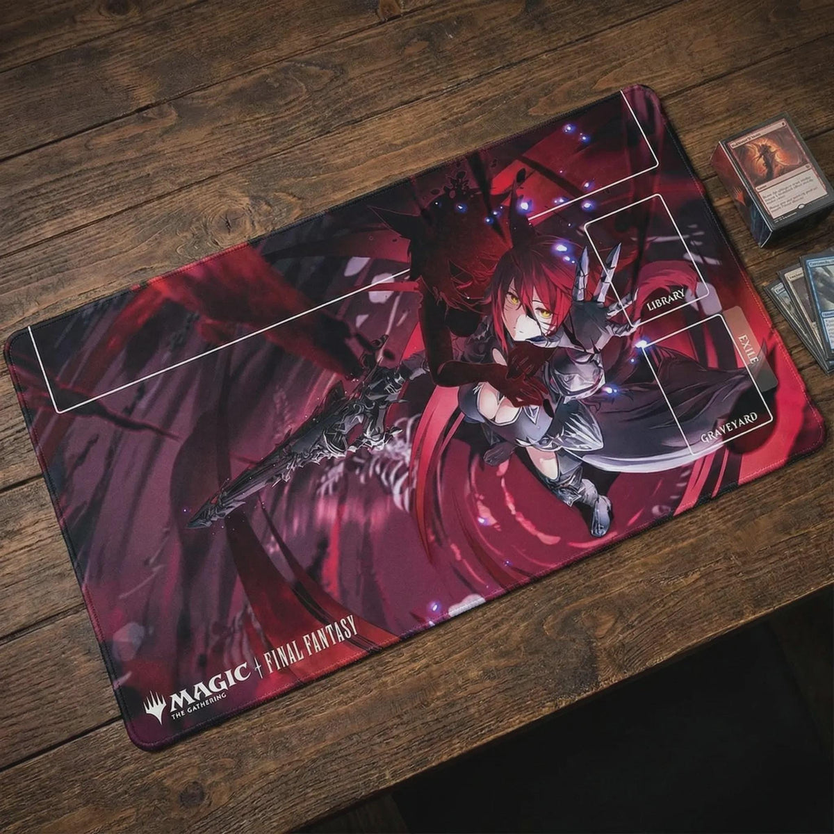 Crimson Anime Warrior MTG Playmat