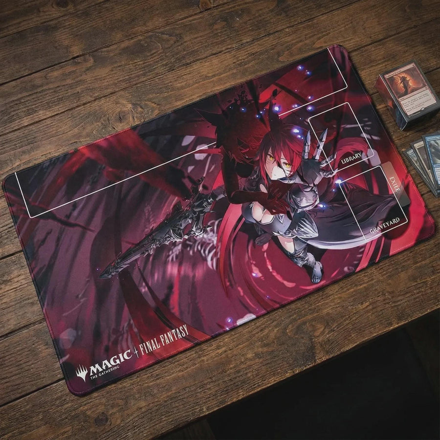 Crimson Anime Warrior MTG Playmat