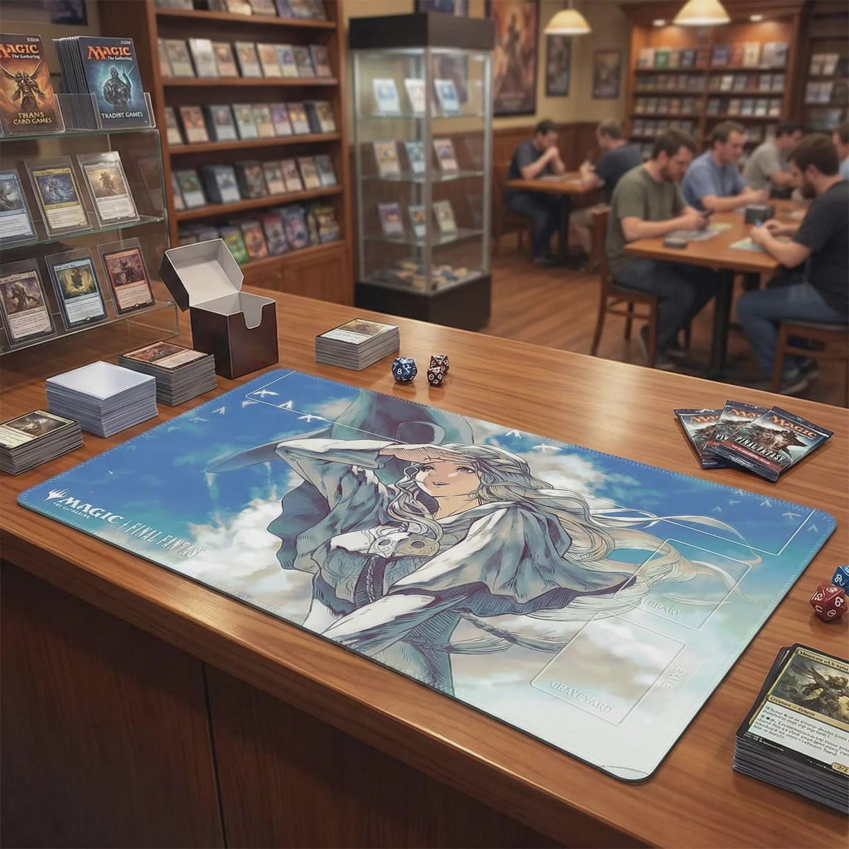 Anime Girl & Whale Sky MTG Playmat