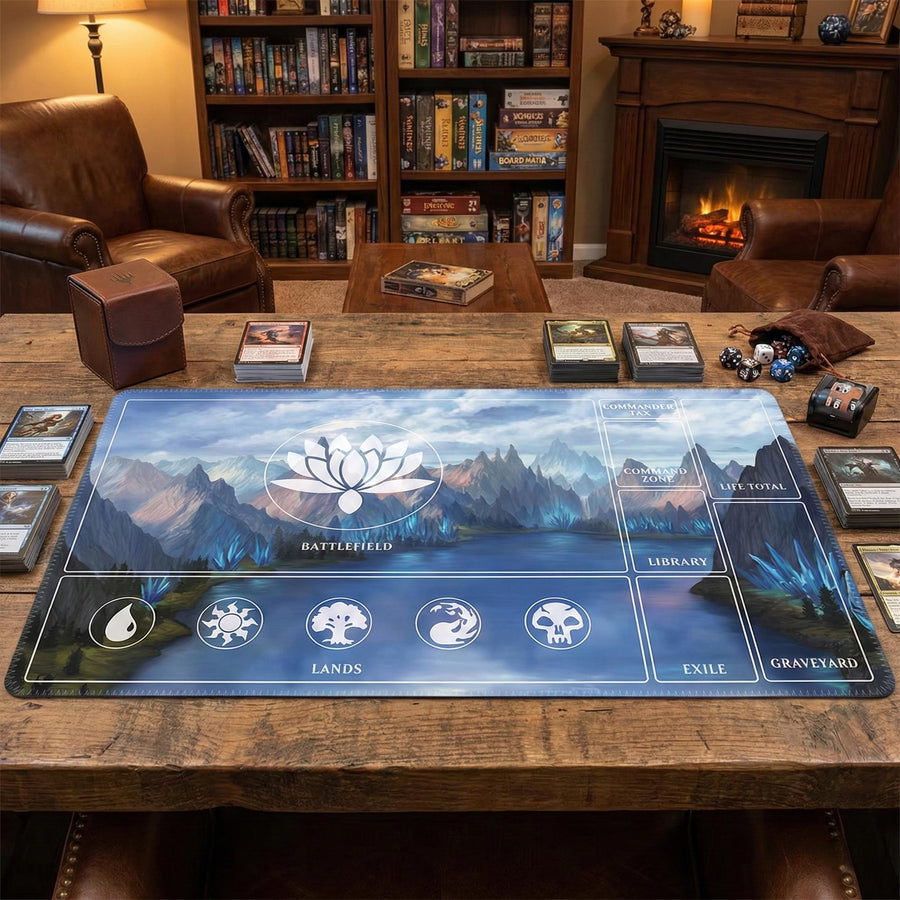 Blue Lotus Mountain MTG Commander Playmat