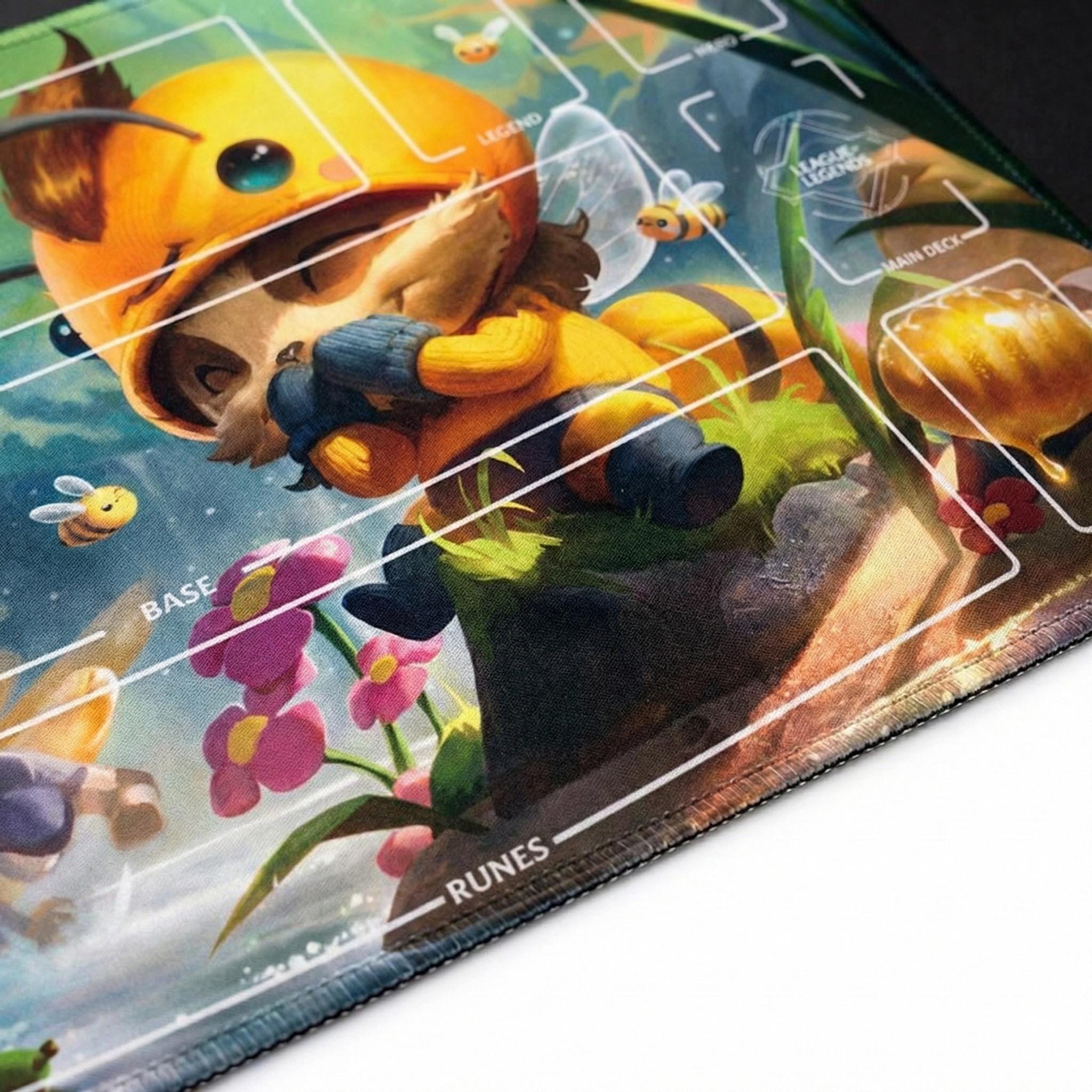 League of Legends Teemo Playmat – Stitched Edges, Beemo Inspired TCG Surface (24" x 14")