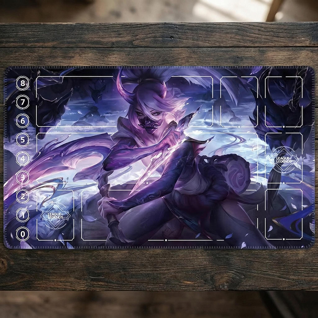 Akali Riftbound Playmat Stitched Edges - League of Legends Inspired Trading Card Game - 24" x 14" inches (600 x 350 mm)