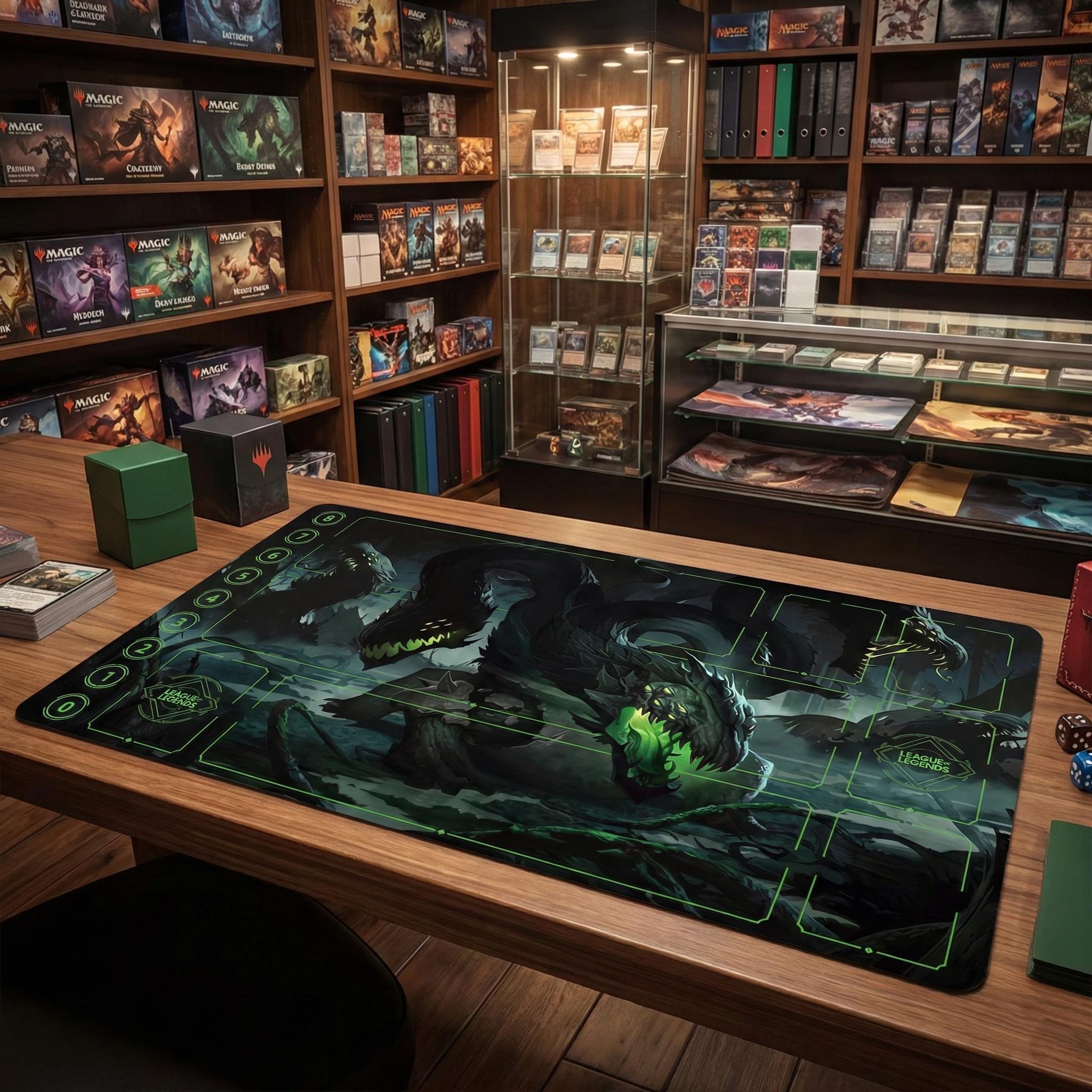 Baron Nashor Arcana Riftbound LOL Playmat - League of Legends Inspired Trading Card Game -24" x 14" inches (600 x 350 x 2 mm) Stitched Edges