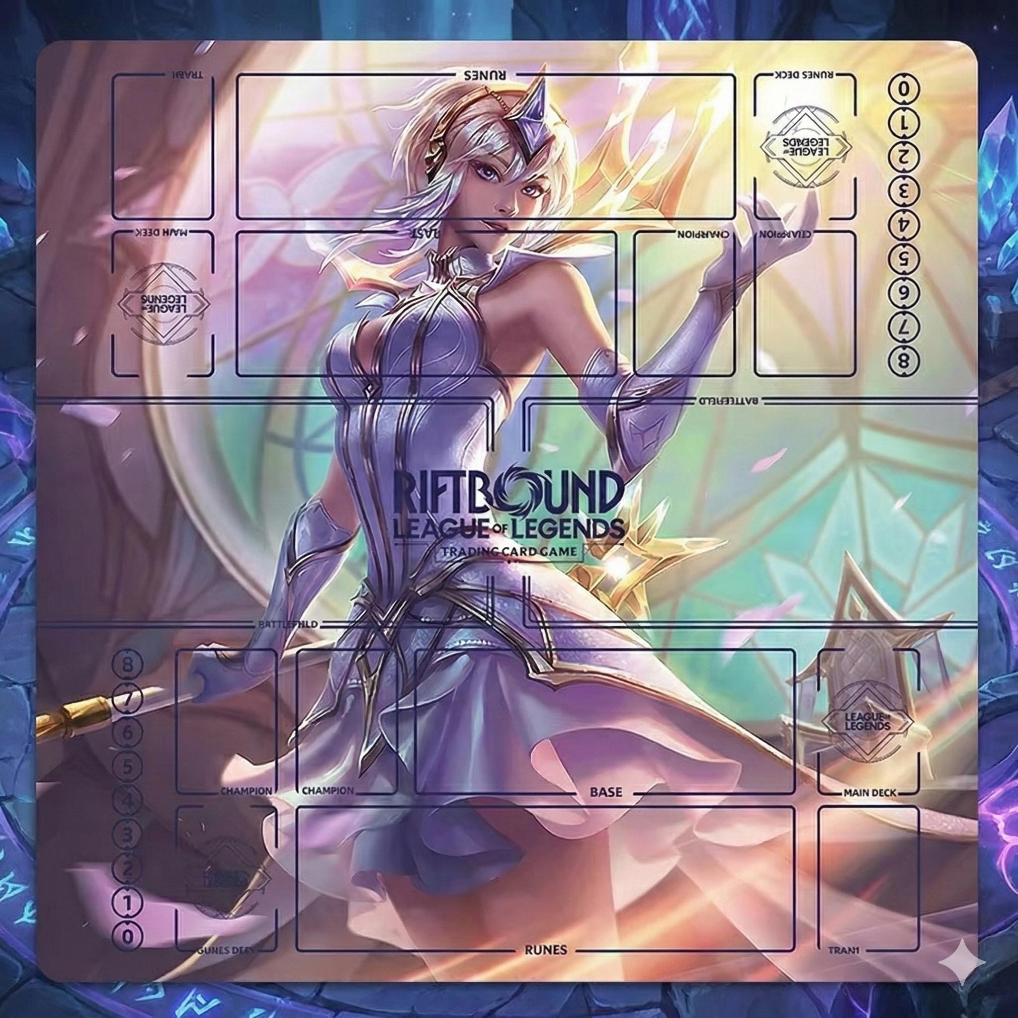 Lux Riftbound Playmat Two Players - League of Legends Trading Card Game - Duo Zones Battlefield 24" x 24" inches (60x60 cm)