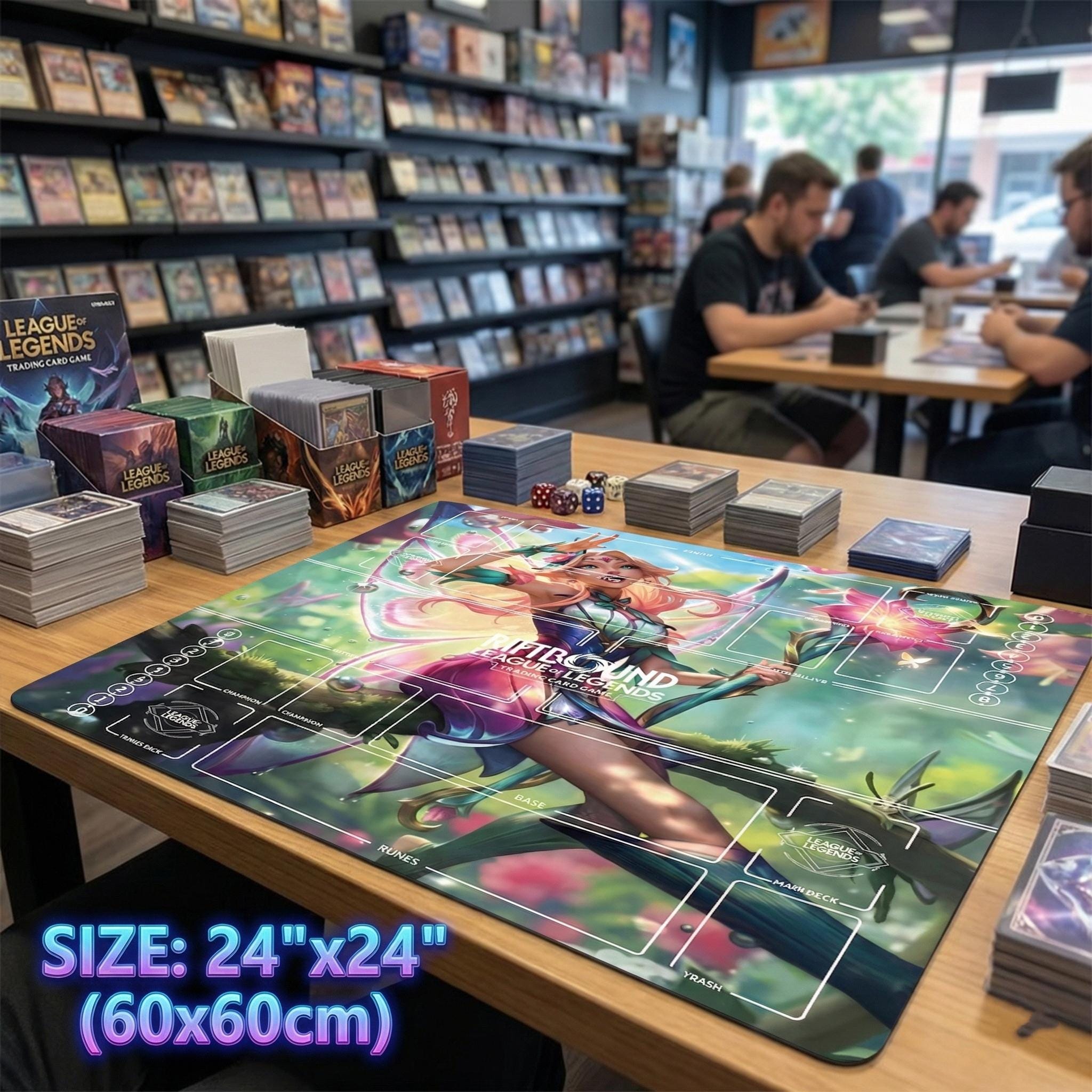 Seraphine Riftbound Playmat Two Players - League of Legends Trading Card Game - Duo Zones Battlefield 24" x 24" inches (60x60 cm)