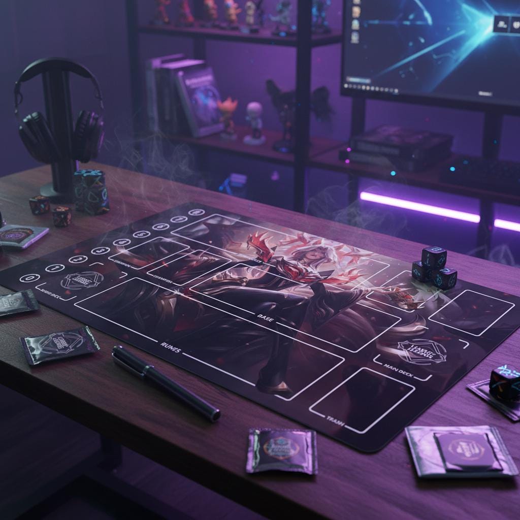 Ahri Immortal Legend League of Legends Riftbound Playmat | Trading Card Game Pad | LOL Desk Mat | 24" x 14" inches Stitched Edges