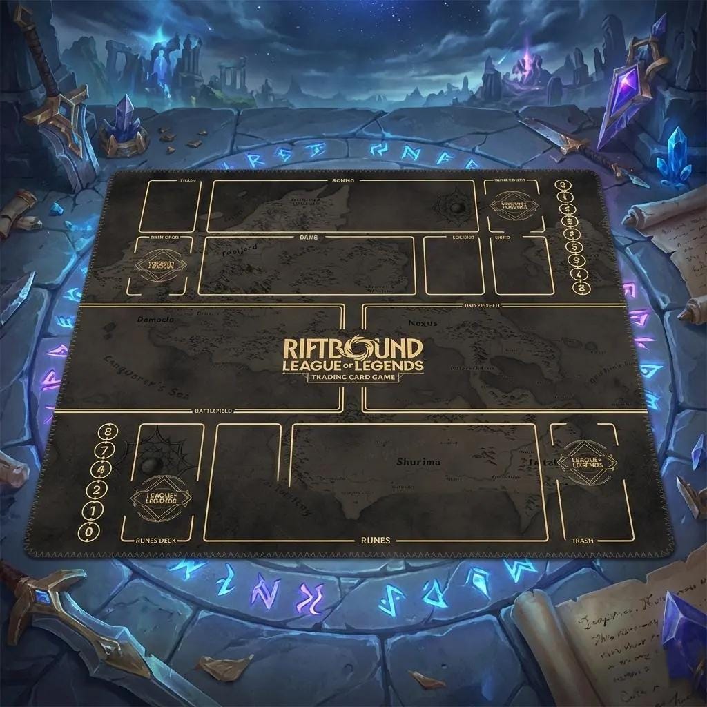 Riftbound Playmat Two Players - League of Legends Trading Card Game - Duo Zones Battlefield 24" x 24" inches (60x60 cm)