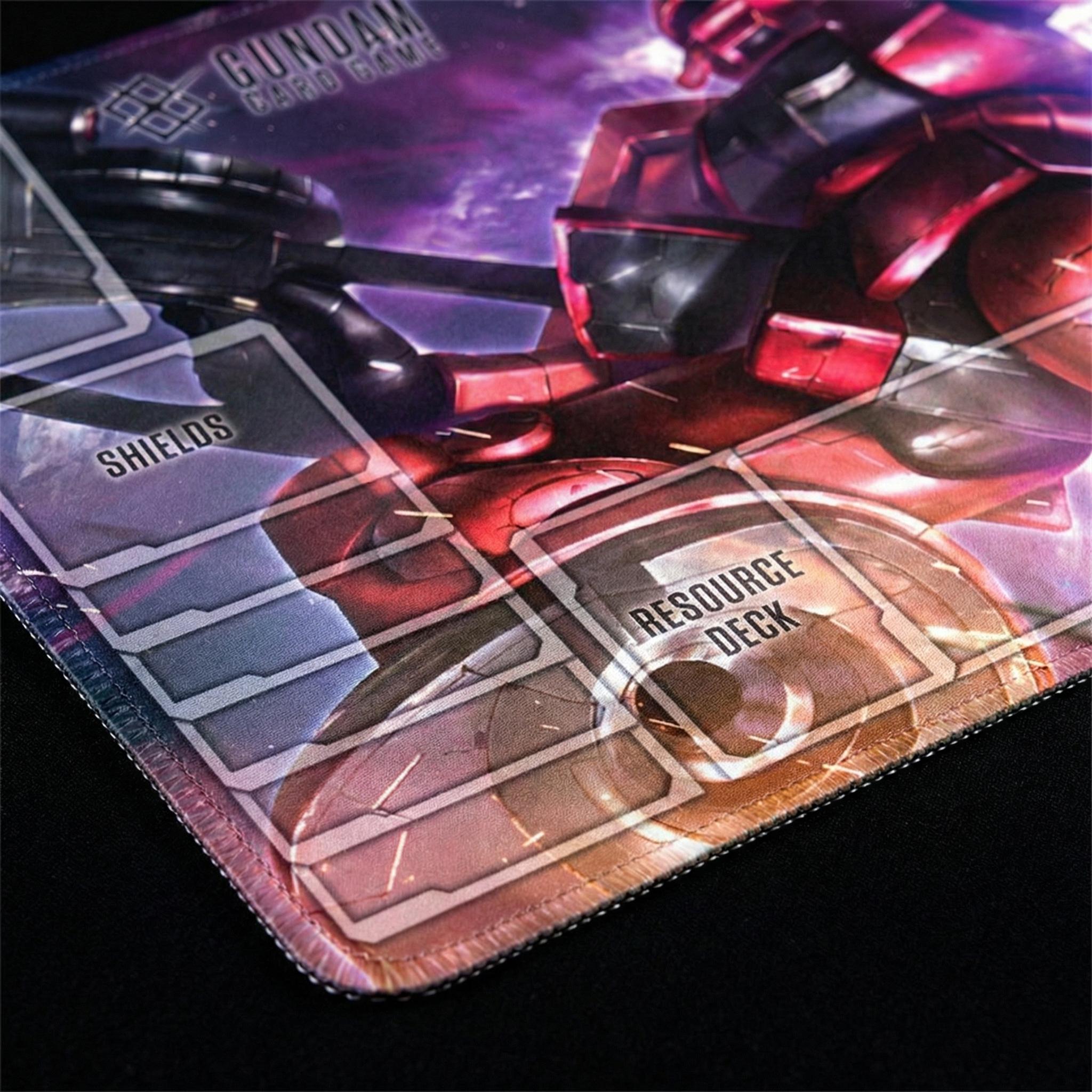 Char Aznable Ms-06S Zaku II Gundam Card Game Playmat with Zones | Red Comet GCG Mat 24x14 | Mecha Anime Desk Mat | Gaming Gift for TCG Fans