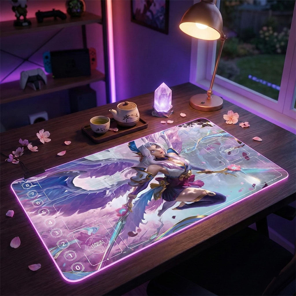 Irelia Spirit Blossom League of Legends Riftbound Playmat | Trading Card Game Pad | LOL Desk Mat | 24" x 14" inches Stitched Edges
