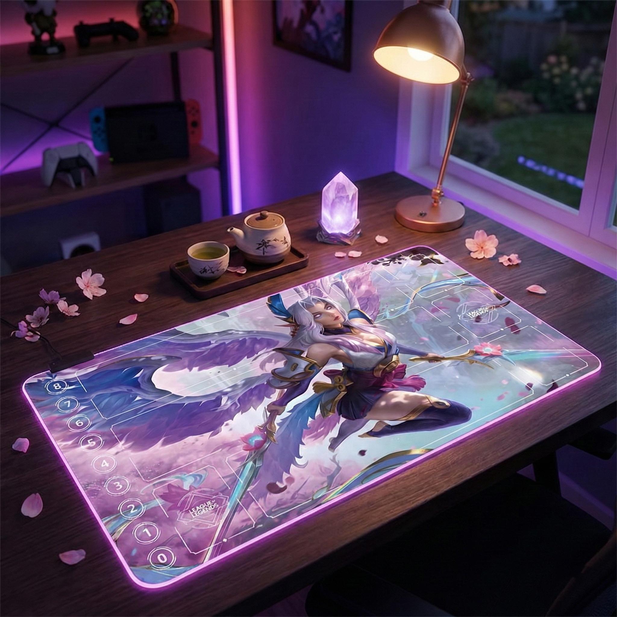 Irelia Spirit Blossom League of Legends Riftbound Playmat | Trading Card Game Pad | LOL Desk Mat | 24" x 14" inches Stitched Edges