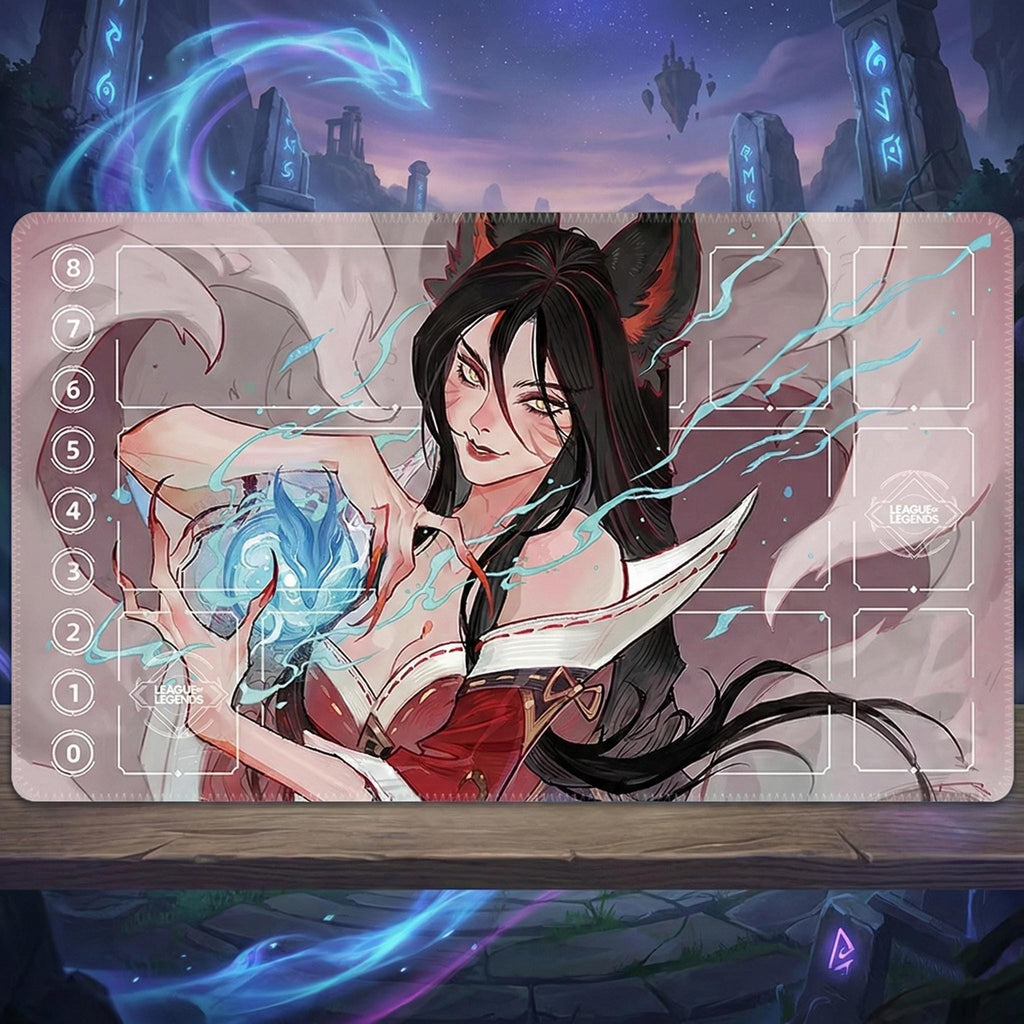 Ahri League of Legends Riftbound Playmat | Trading Card Game Pad | LOL Desk Mat | 24" x 14" inches Stitched Edges
