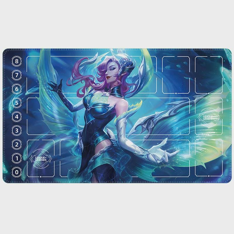 Morgana Lagoon Dragon League of Legends Riftbound Playmat | Trading Card Game Pad | LOL Desk Mat | 24" x 14" inches Stitched Edges