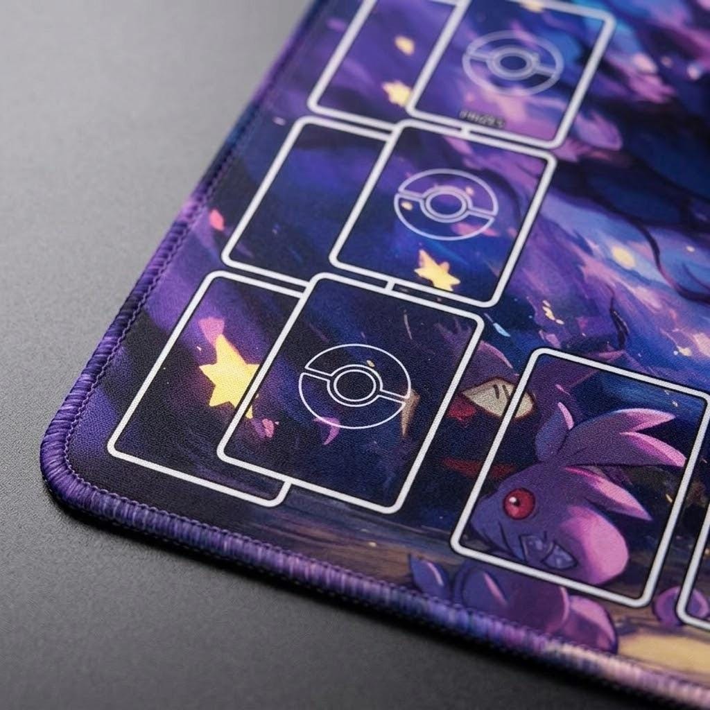 Gengar Ghost Duo Pokemon Playmat | 2 Player TCG Battle Mat | Multi-Color Pokemon Duo Mat | Two-Player Layout | 24 x 24 inches