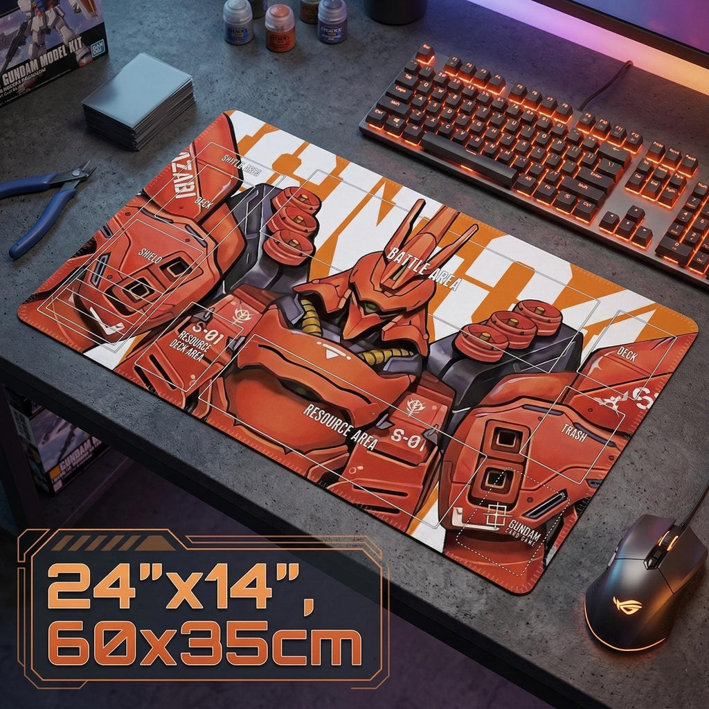 Sazabi Gundam Playmat – Char's Counterattack TCG Gaming Mat (24"x14")