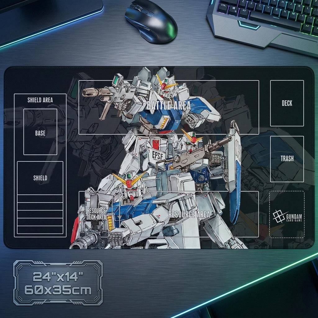 Gundam RX-79 Mecha Playmat, Card Game Desk Mat, 24x14 Inch Gaming Surface