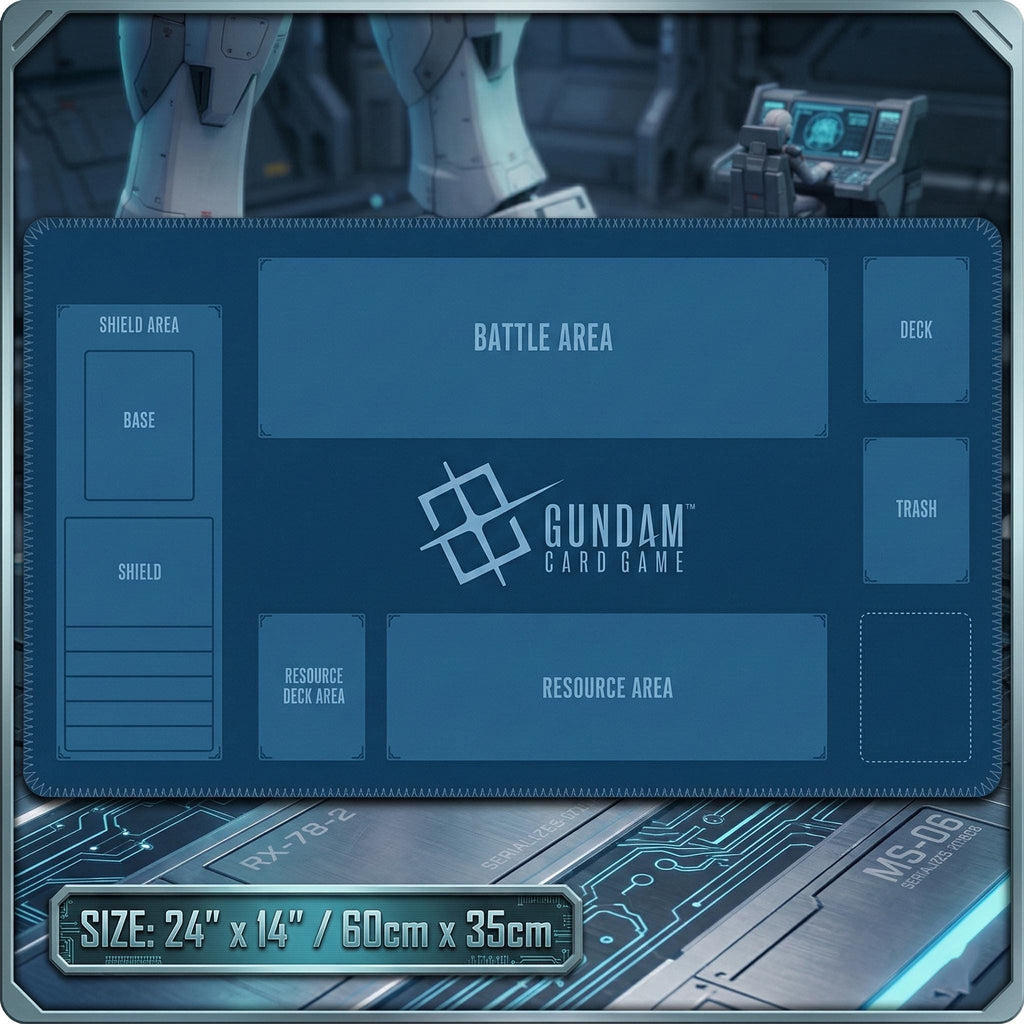 Gundam Card Game Playmat with Zones - 24x14 TCG Desk Mat - Mobile Suit Gundam Gift for Gamers - Custom Battle Area Playmat for GCG & TCG