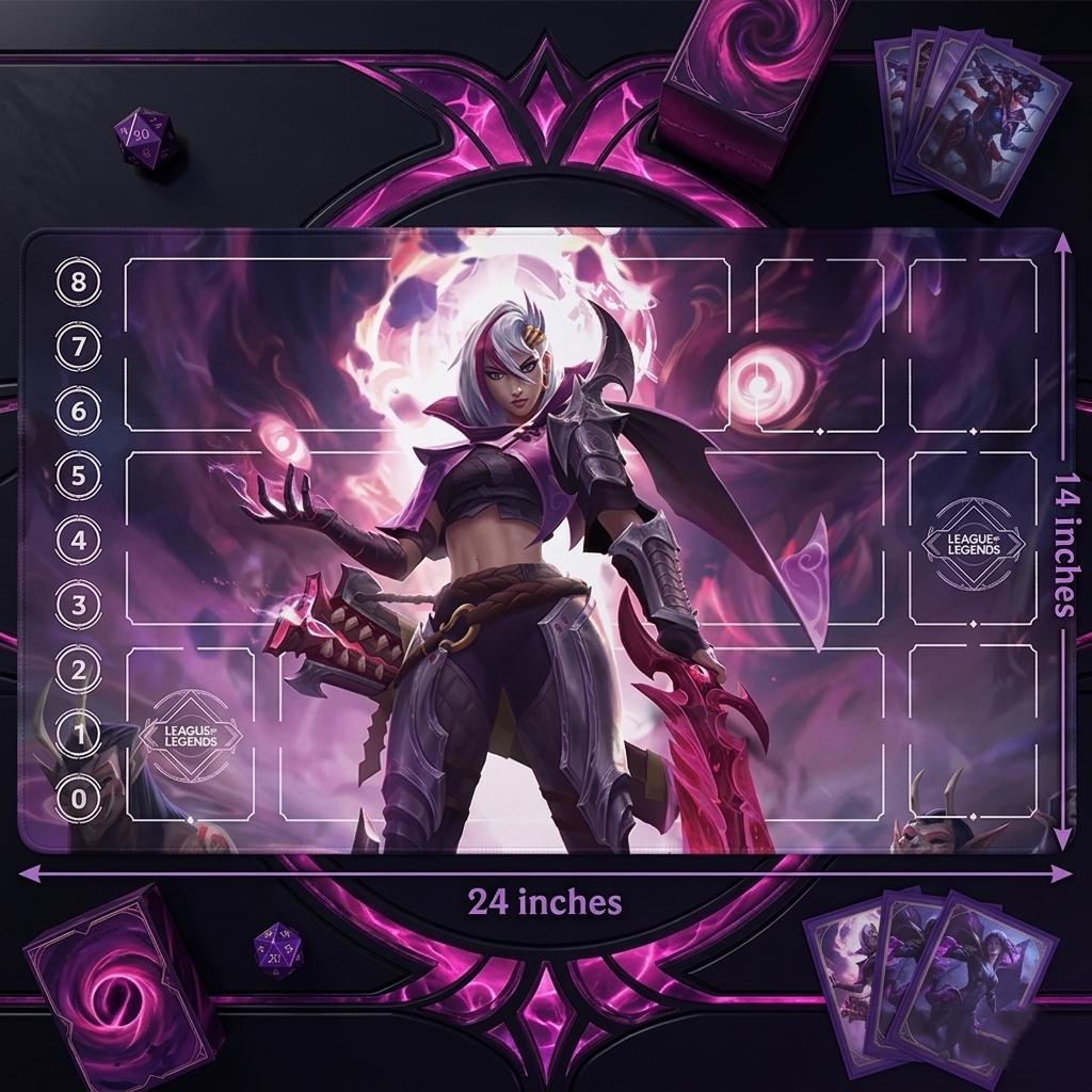 Briar Riftbound LOL Playmat - League of Legends Inspired Trading Card Game - 24" x 14" inches (600 x 350 x 2 mm) Stitched Edges
