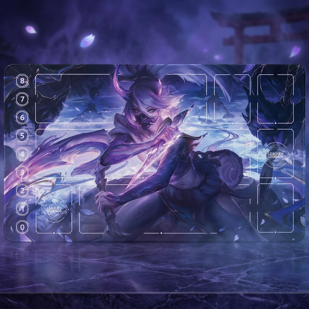 Akali Riftbound Playmat Stitched Edges - League of Legends Inspired Trading Card Game - 24" x 14" inches (600 x 350 mm)