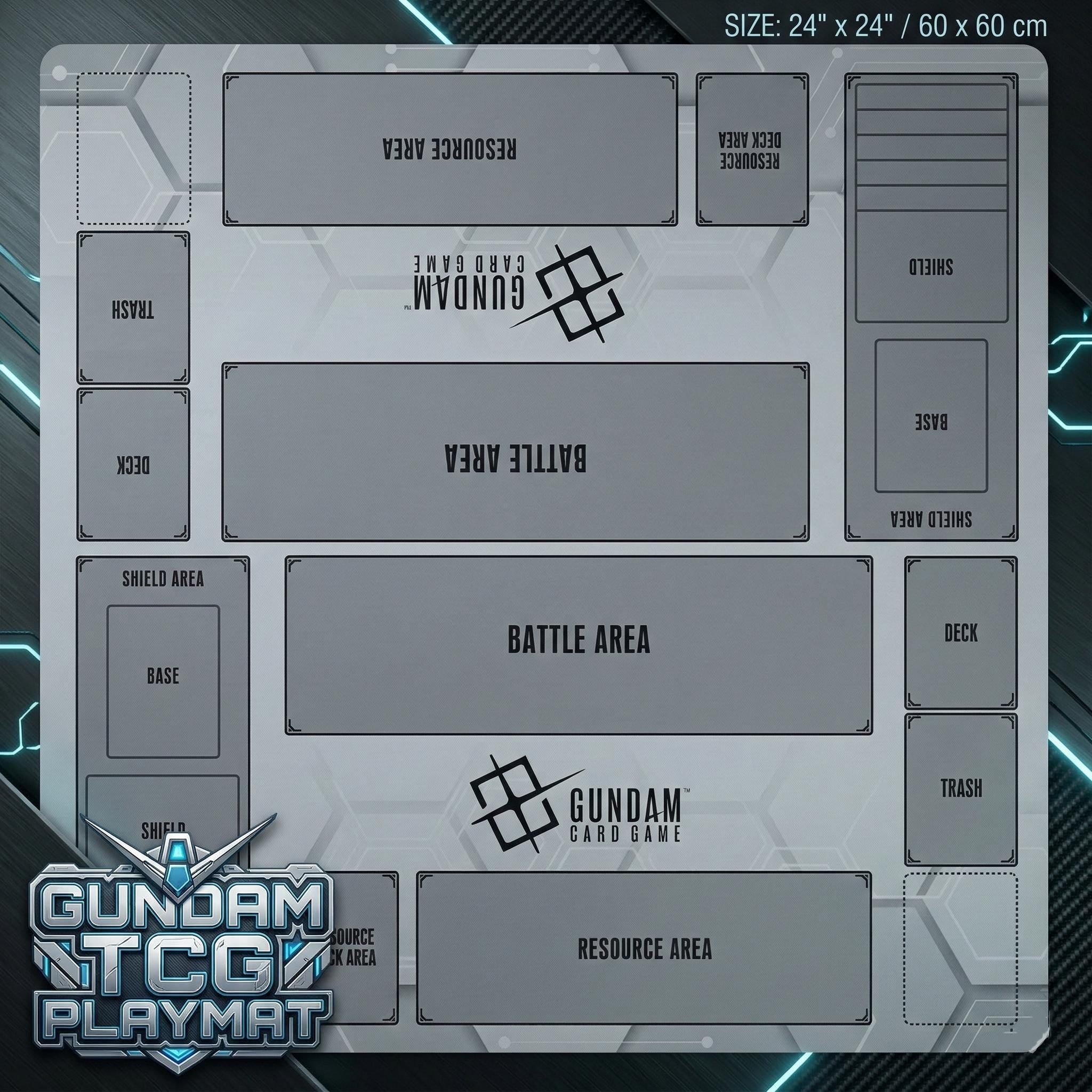 Gundam Card Game Playmat | 2 Player Duo Battle Mat with Zones, 60x60cm