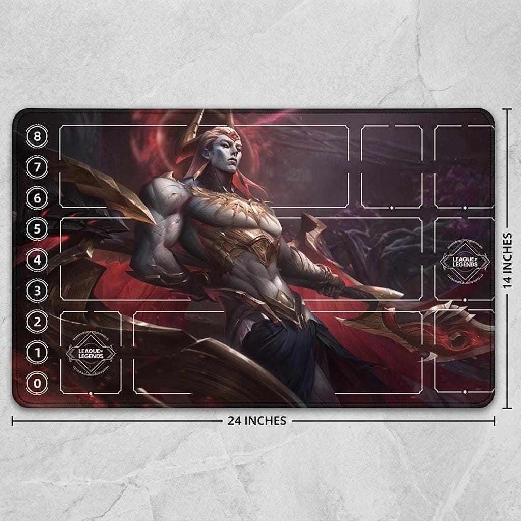 Zaheen League of Legends Riftbound Playmat | Trading Card Game Pad | LOL Desk Mat | 24" x 14" inches Stitched Edges